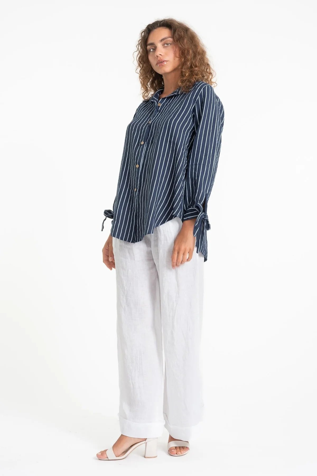 French Linen Shirt TP1600-17 BLU/S - Linen Luv