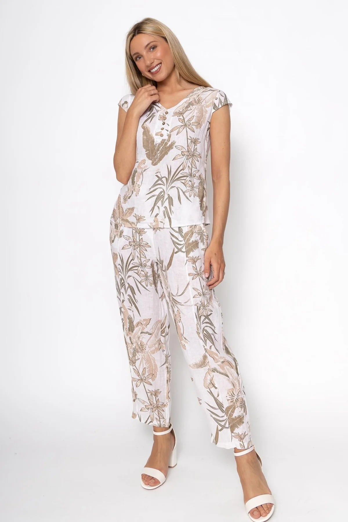 French Linen Top TP1492-11 Bianco - Linen Luv