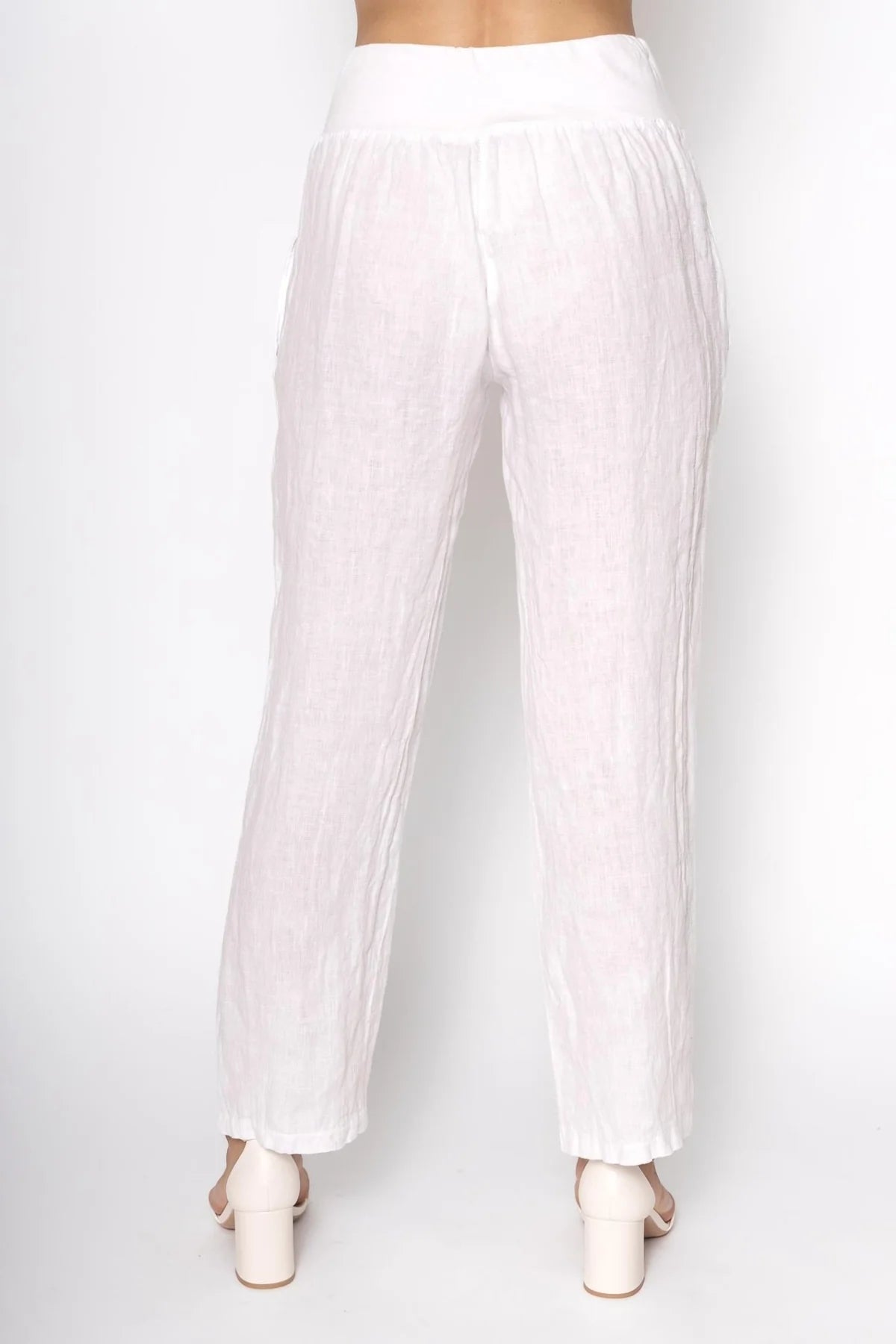 French Linen Pant PT830-11 Bianco - Linen Luv