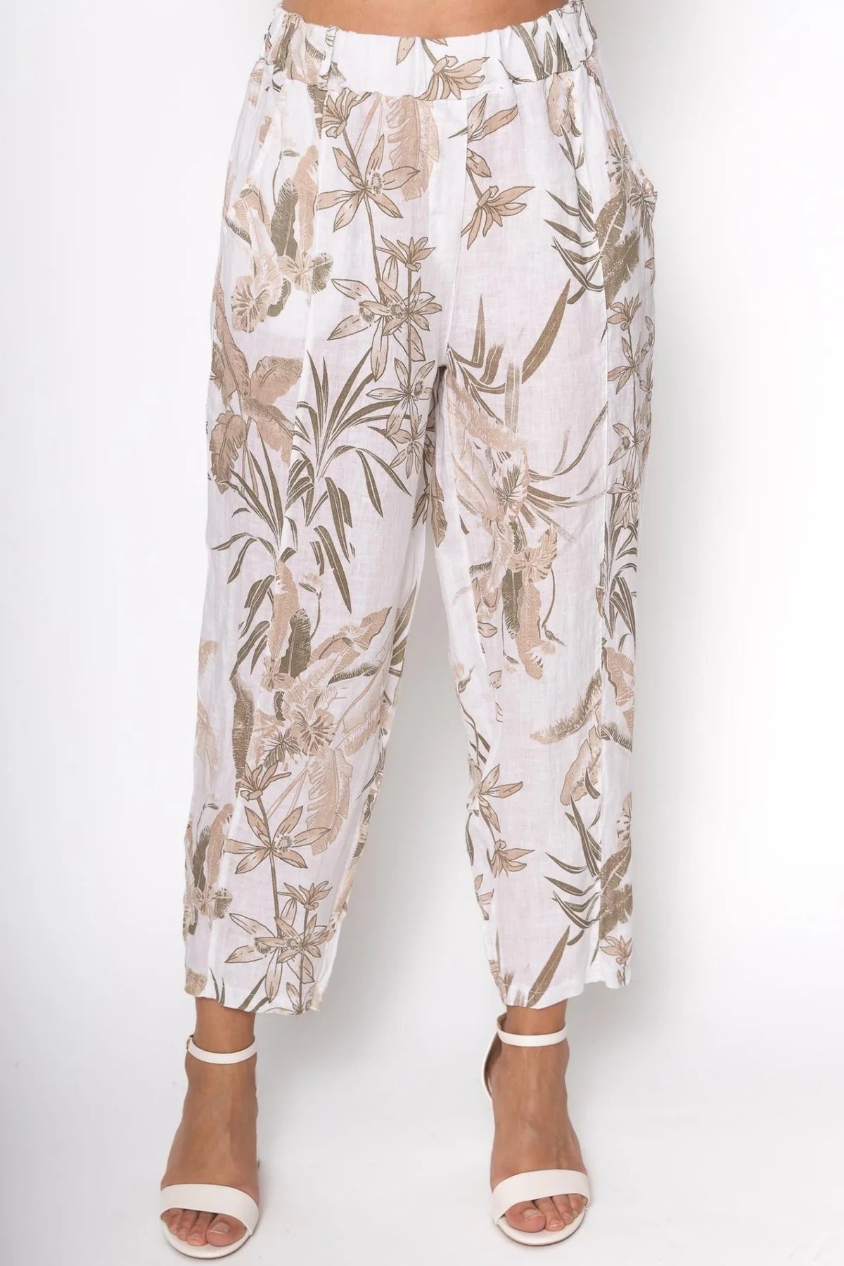 French Linen Pant PT832-11 Bianco - Linen Luv