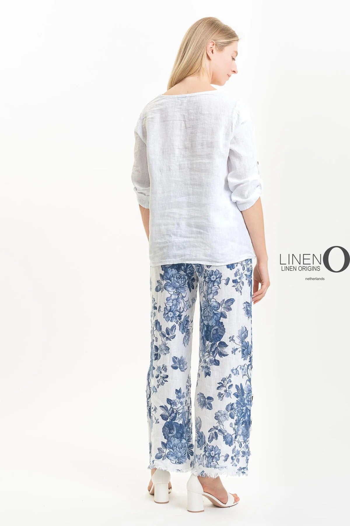 French Linen Blouse TP1519-11 Bianco - LINEN O