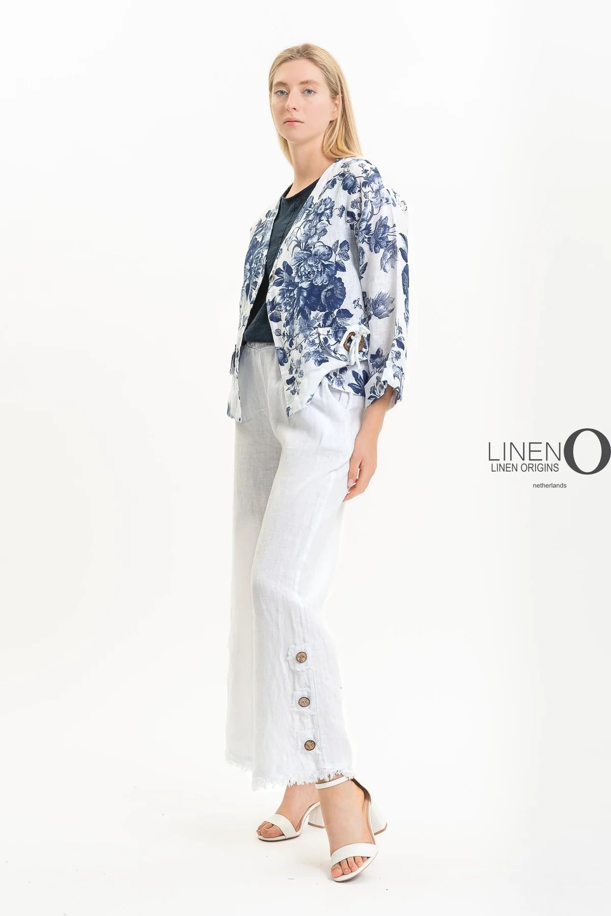 French Linen Jacket TP1523P-11 Bianco - LINEN O