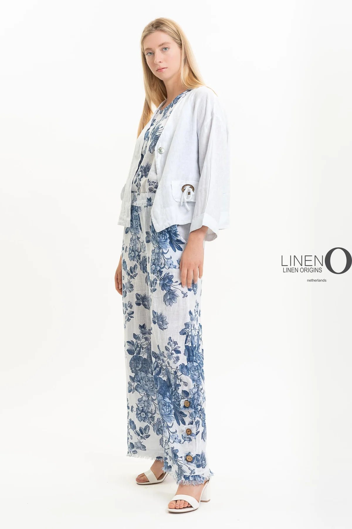 French Linen Jacket TP1523-11 Bianco - LINEN O