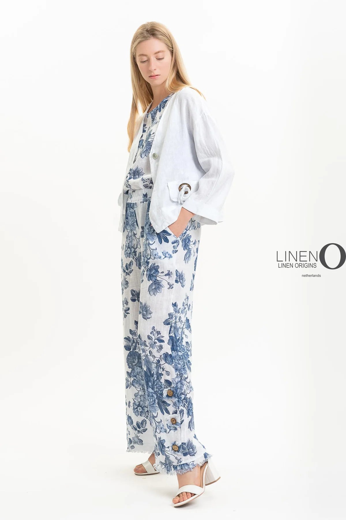 French Linen Jacket TP1523-11 Bianco - LINEN O
