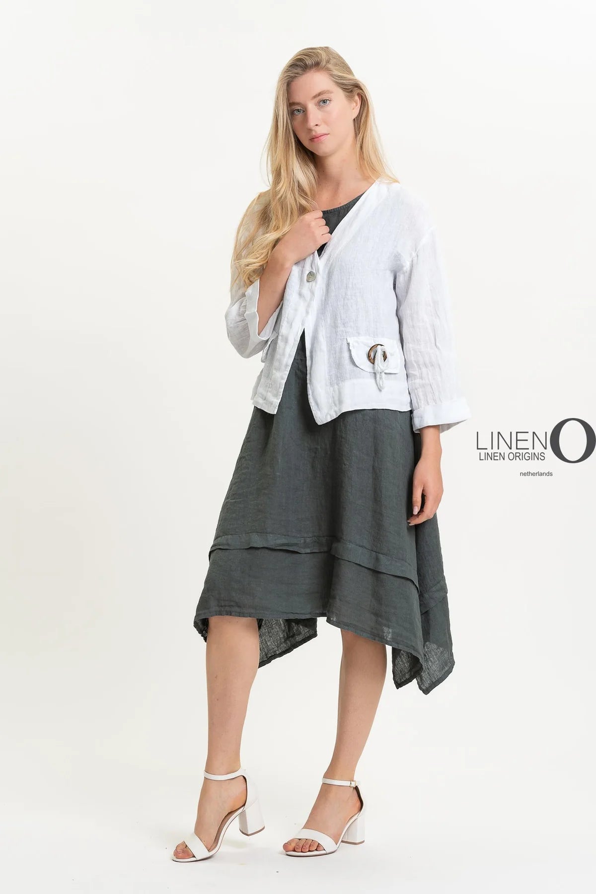 French Linen Jacket TP1523-11 Bianco - LINEN O