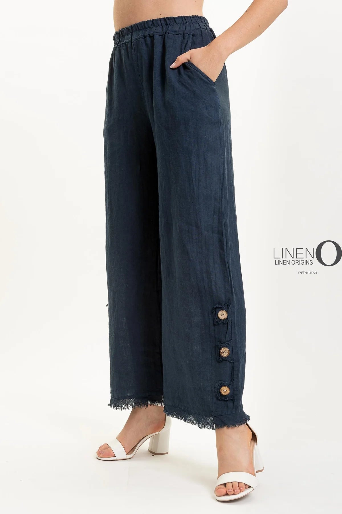 French Linen Pant PT839-75 Notte - LINEN ON