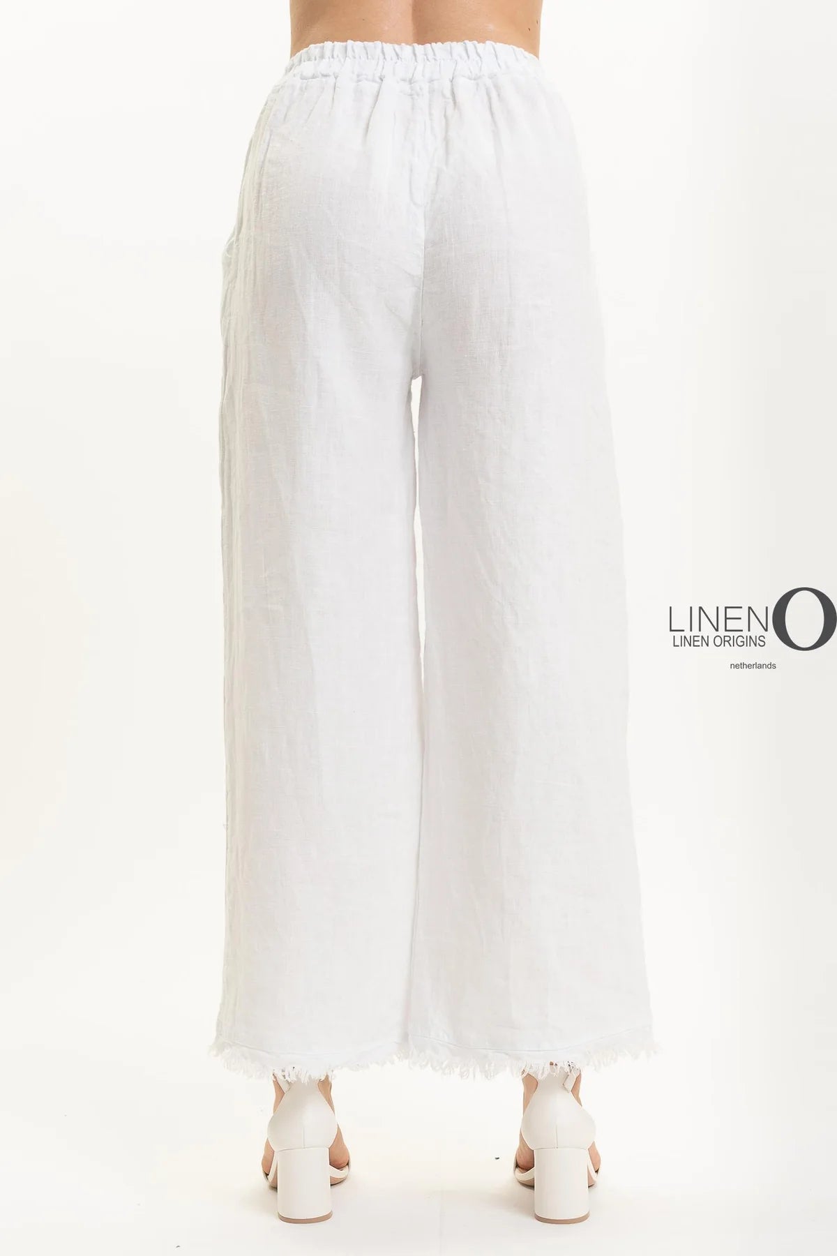 French Linen Pant PT839-11 Bianco - LINEN ON