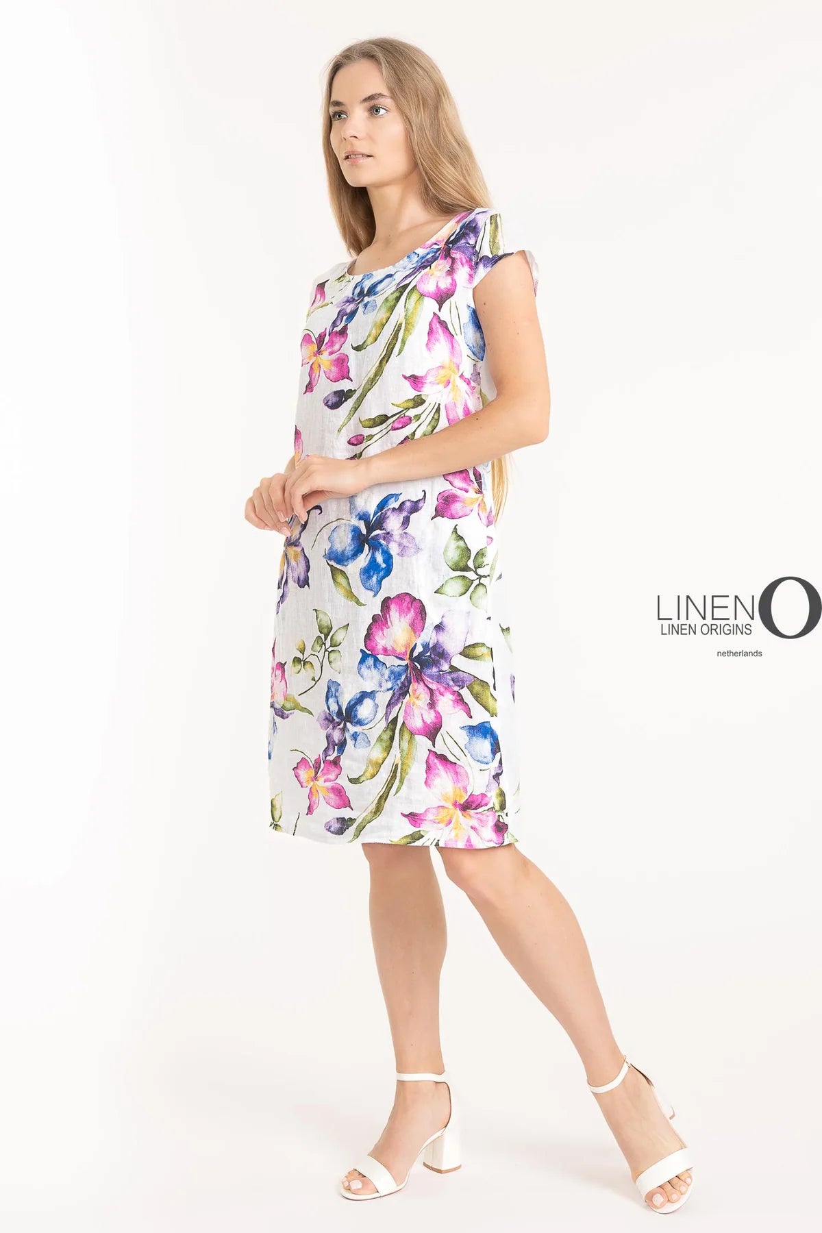 French Linen Dress TP1511-11 Bianco - LINEN O