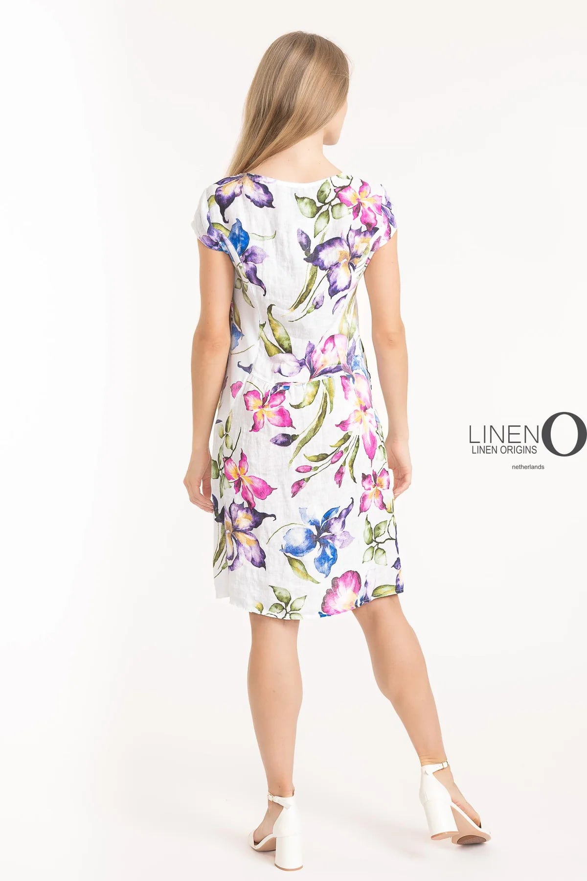 French Linen Dress TP1511-11 Bianco - LINEN O