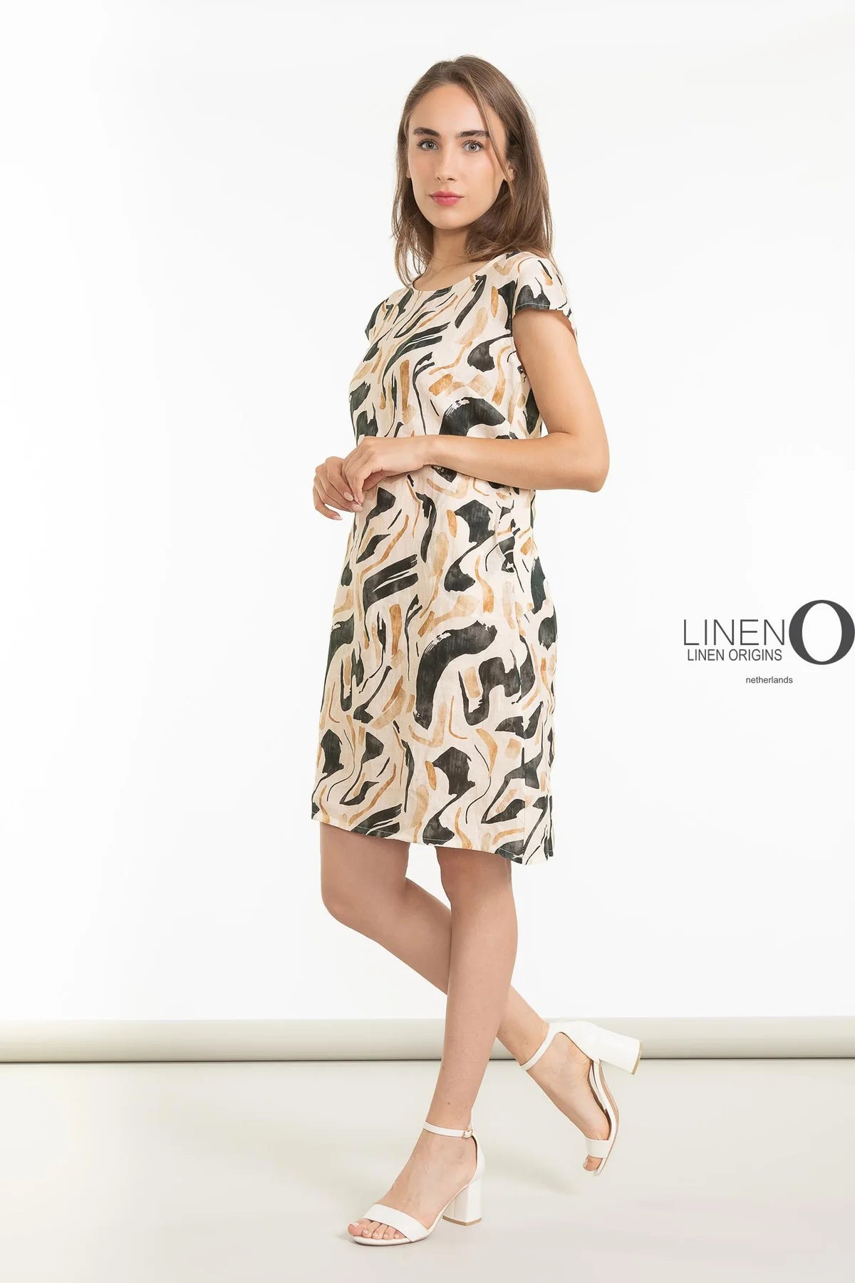 French Linen Dress TP1609-74 Nero - LINEN O