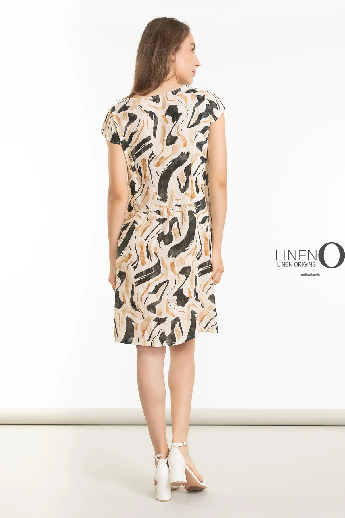 French Linen Dress TP1609-74 Nero - LINEN O