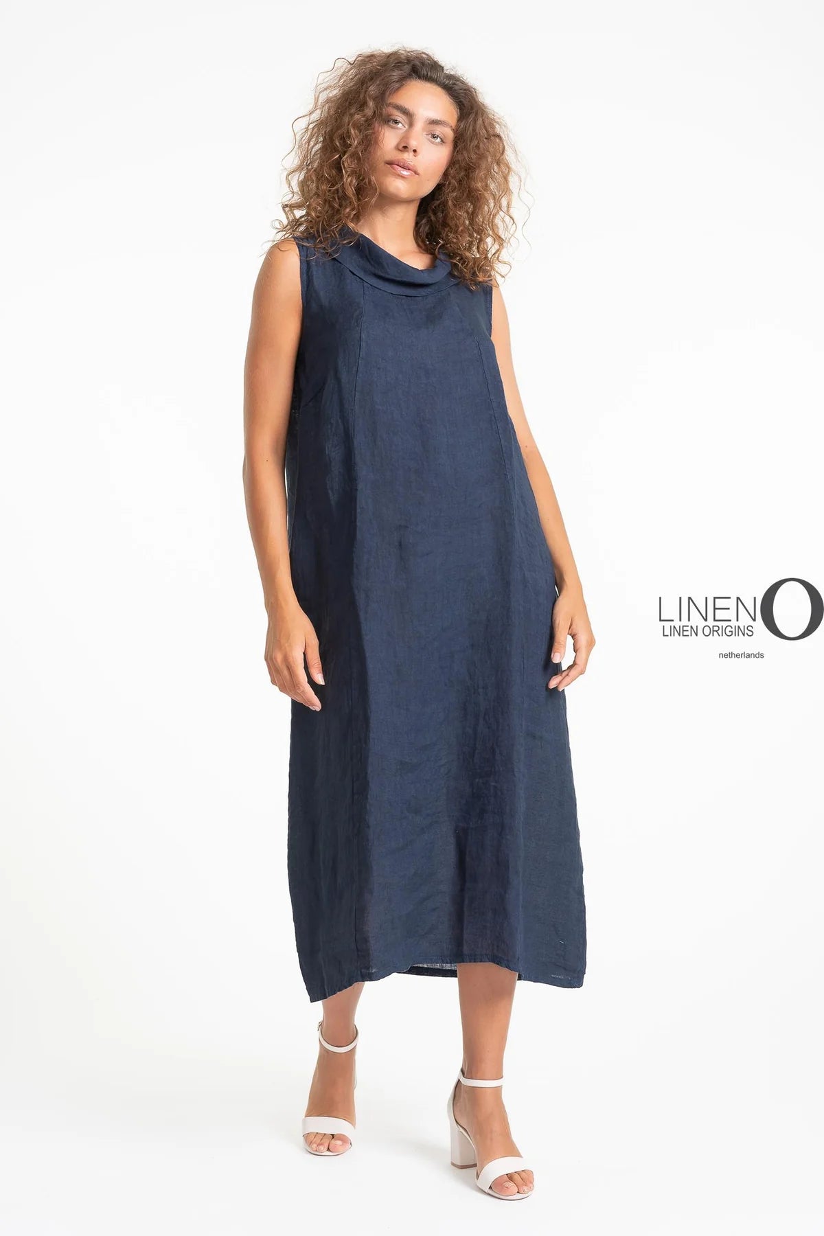French Linen Dress TP1578-17 Blu/s - LINEN O