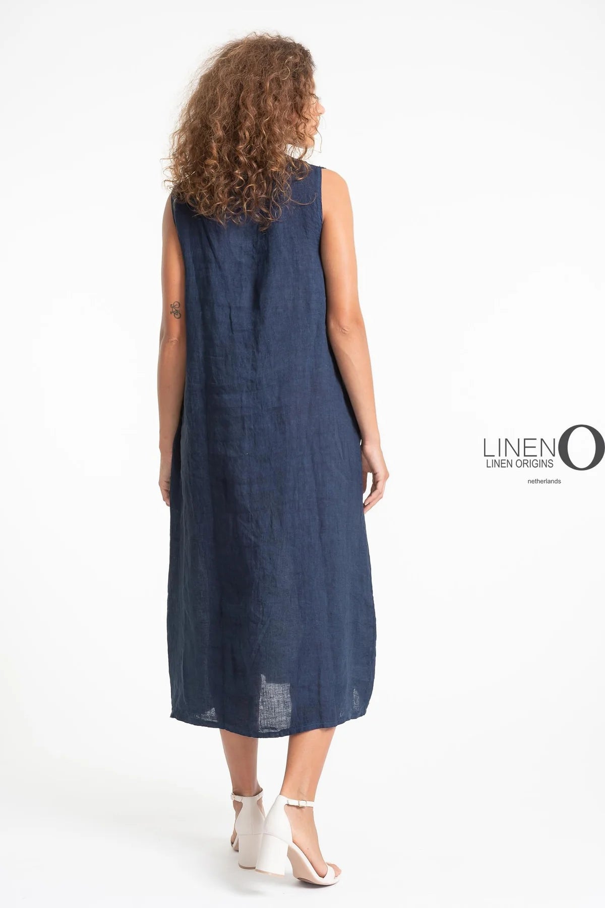 French Linen Dress TP1578-17 Blu/s - LINEN O