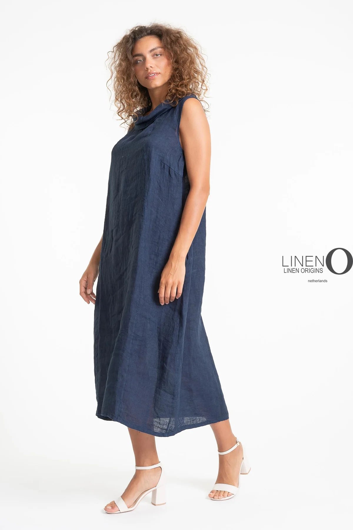 French Linen Dress TP1578-17 Blu/s - LINEN O