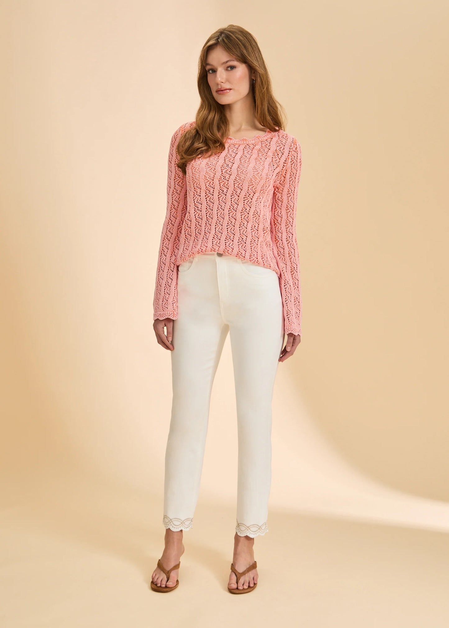 Long Sleeve Garment Dye Sweater, Cantaloupe 1467314 - French Dressing Jeans