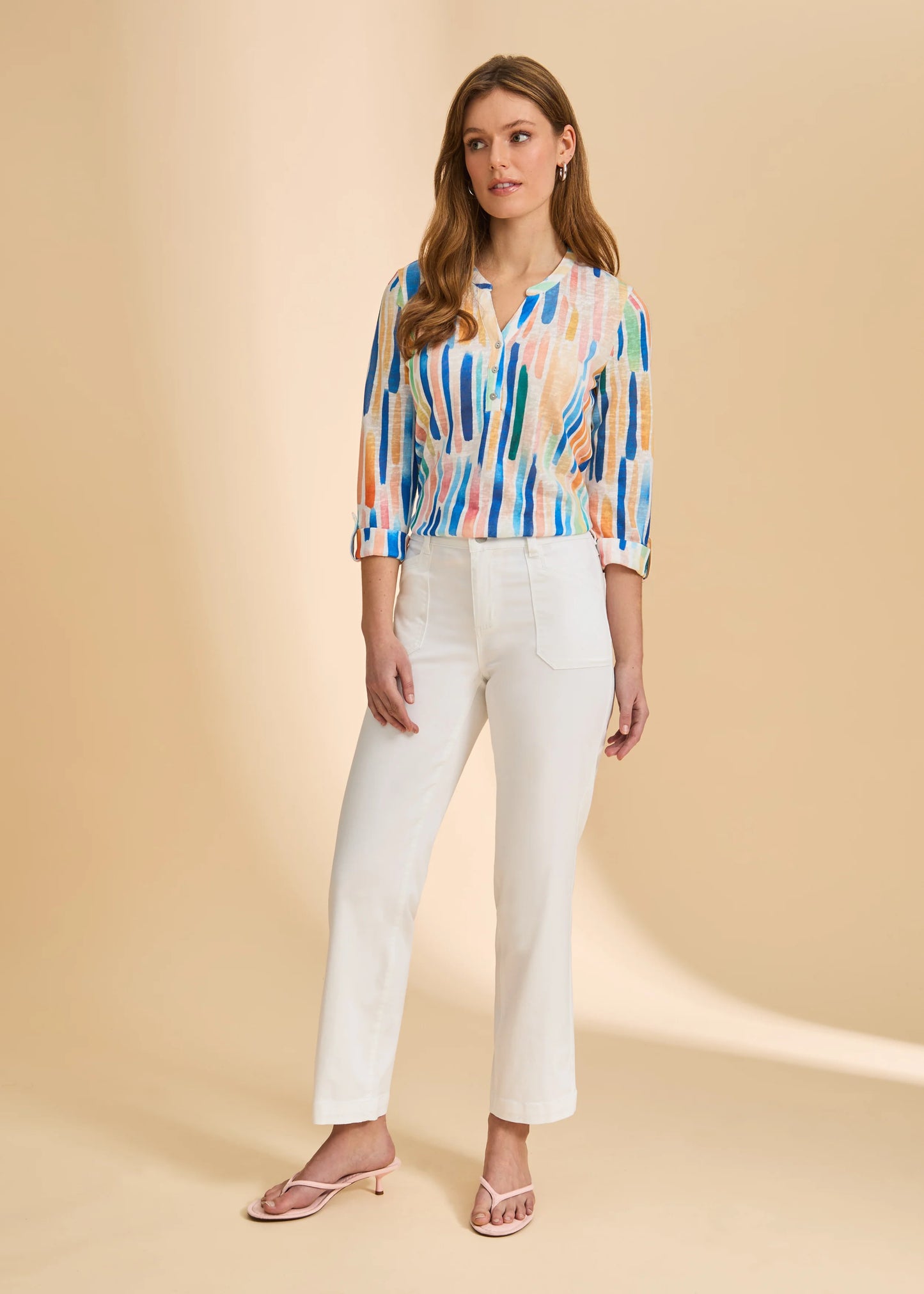 3/4 Sleeve Henley Top, Bright 3926451-BRIGHT - French Dressing Jeans