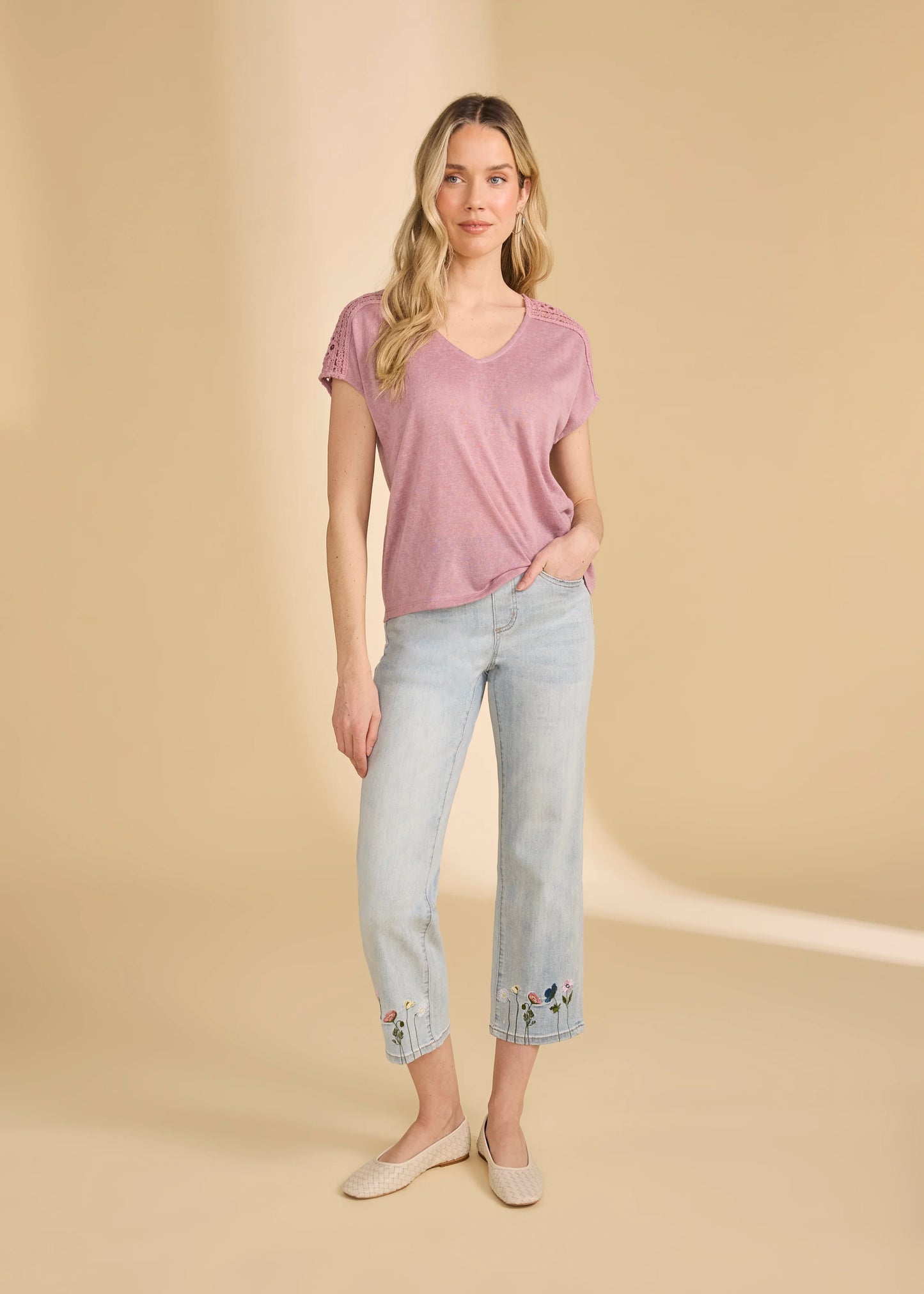 Pull-On Straight Crop Denim, Light Wash 2489669-LTWASH-2 - French Dressing Jeans