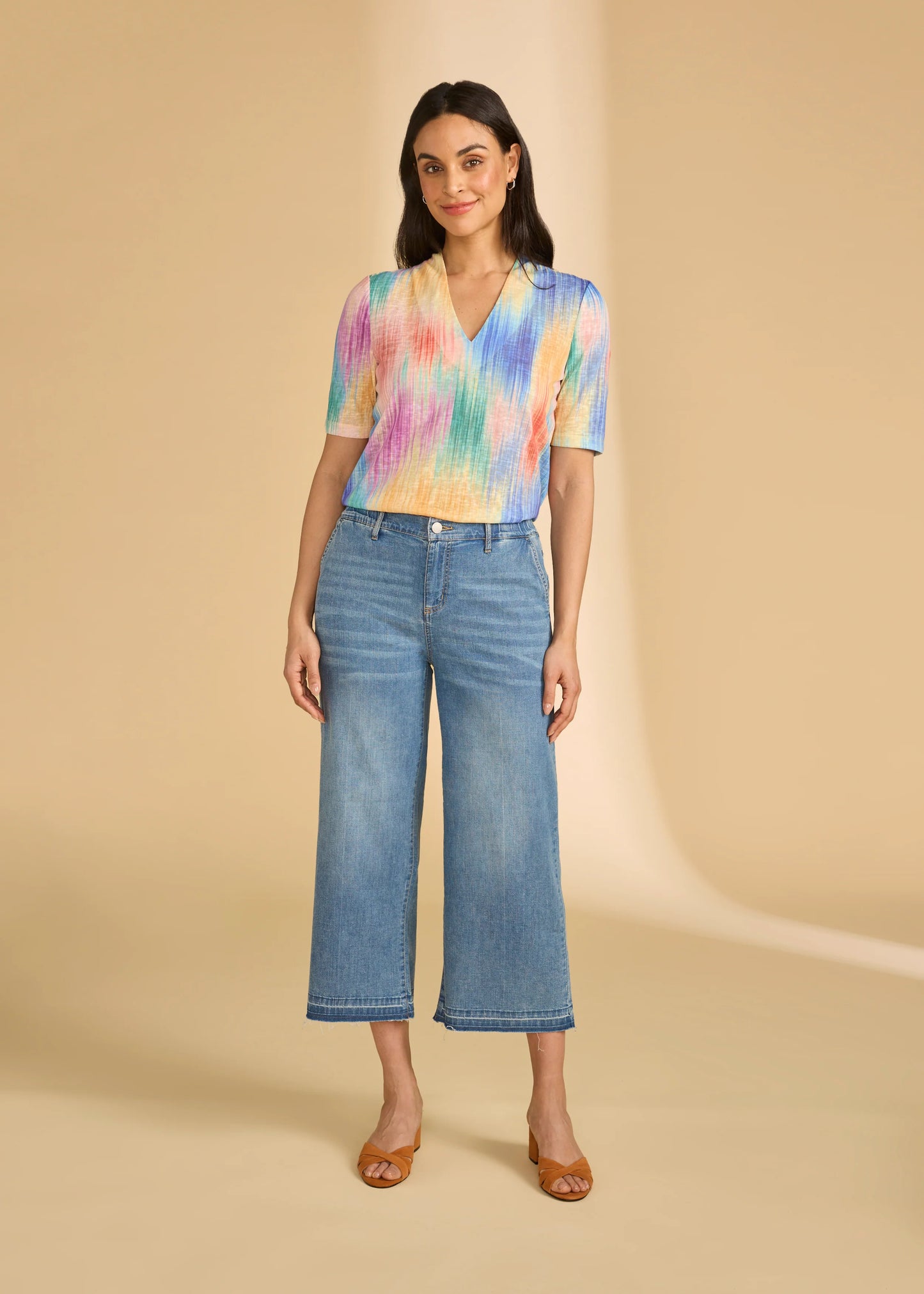 Pull-On Wide Crop Trouser Denim, Medium Wash 2203992-MEDBLU - French Dressing Jeans