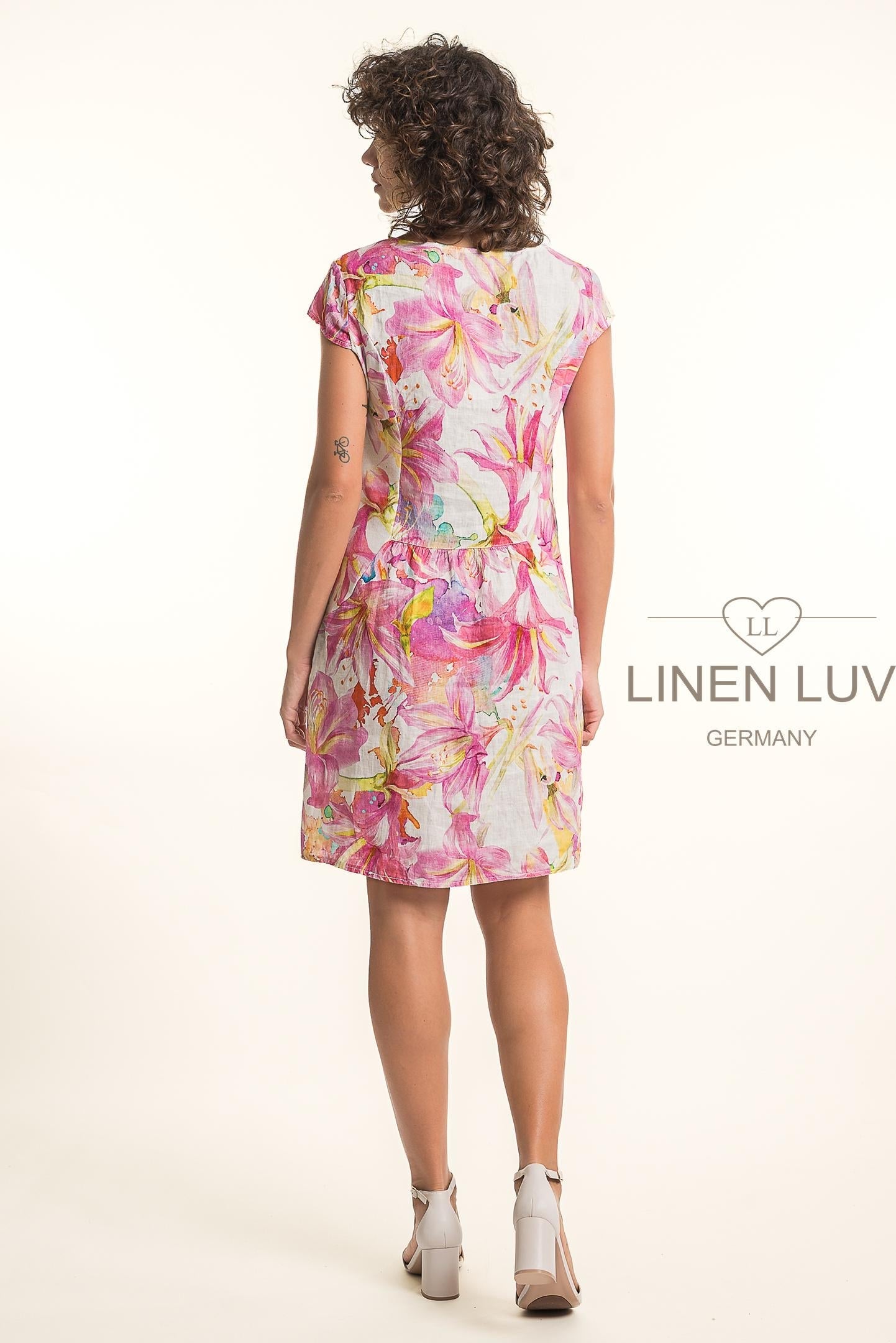 French Linen Dress TP1757P-43 Fuxia - Linen Luv