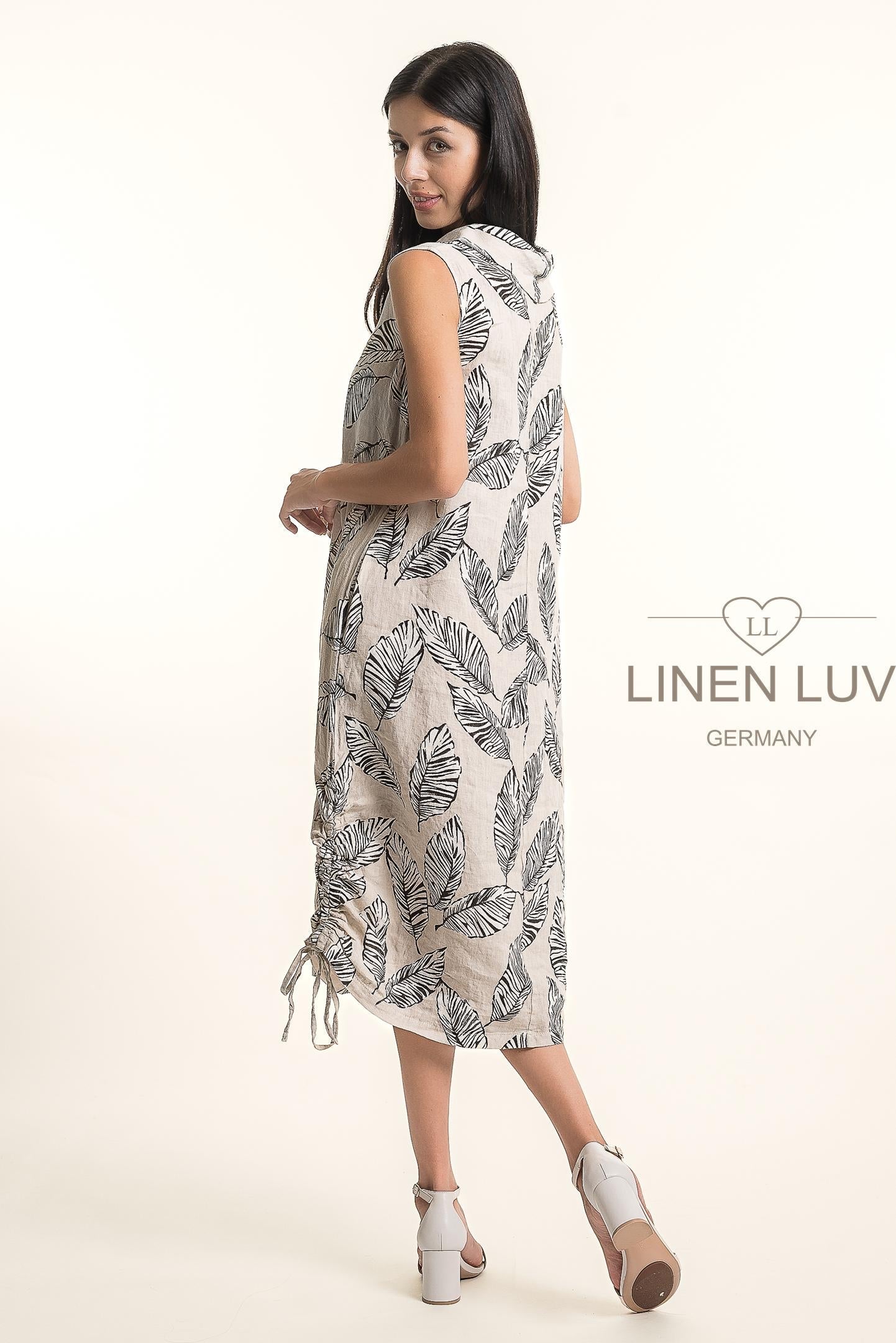 French Linen Dress TP1676P-11 Sabbia - Linen Luv