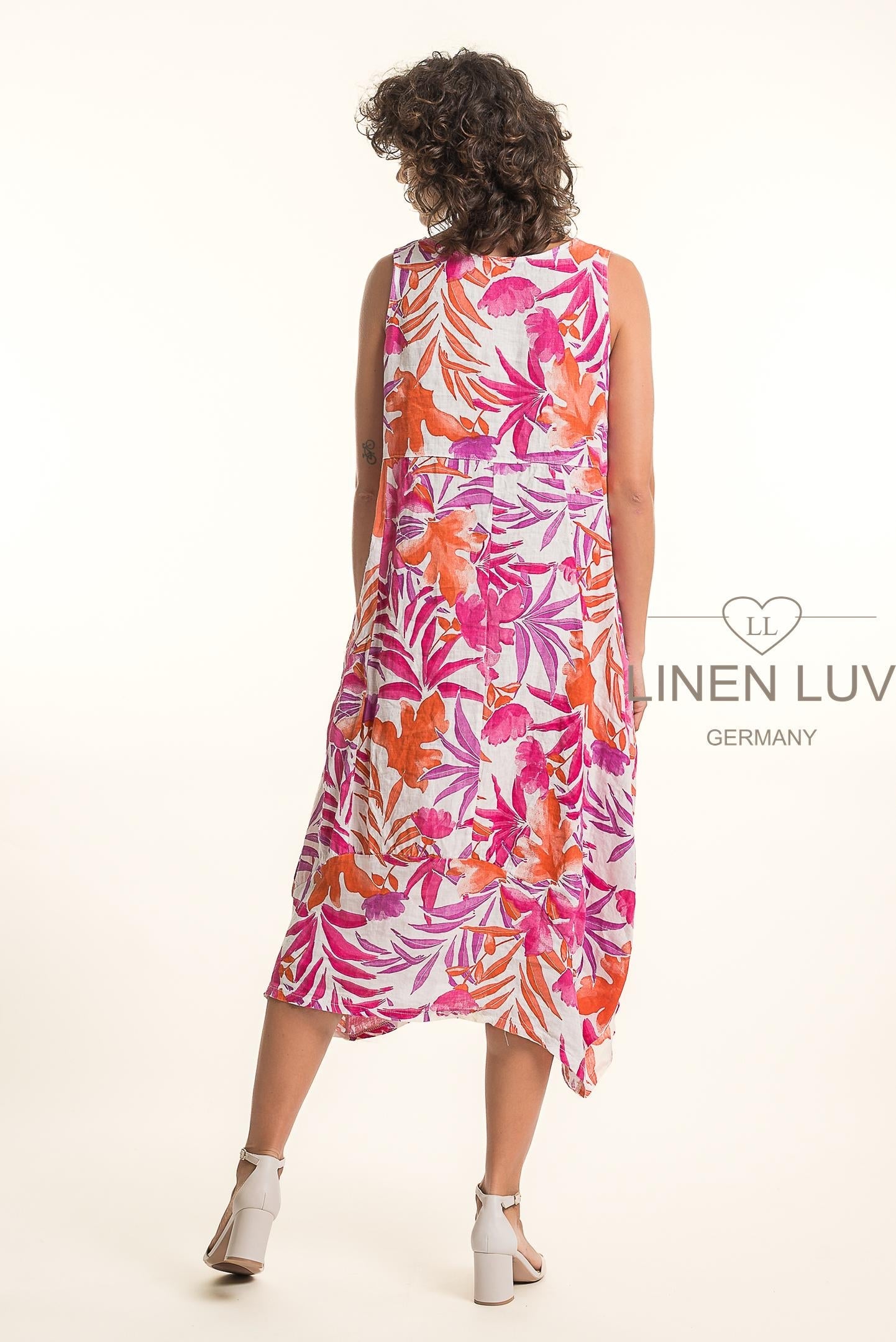 French Linen Dress TP1776P-11 Bianco - Linen Luv