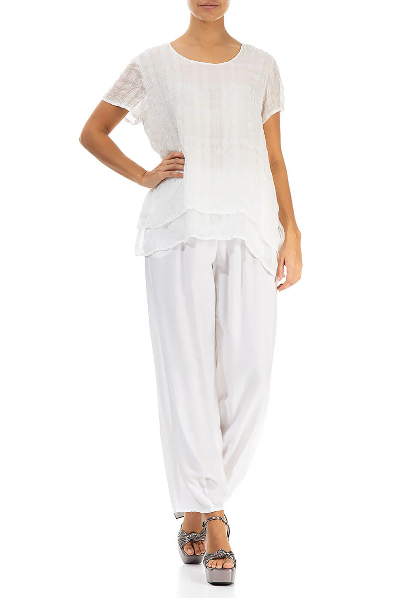 LAYERED WHITE LIGHT SILK BLOUSE - GRIZAS