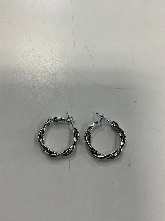 The Sky 1 Silver Hoop Earrings by Elise Accessories are small, twisted silver hoops with latch clasps—perfect as an elegant addition to your costume jewellery collection.