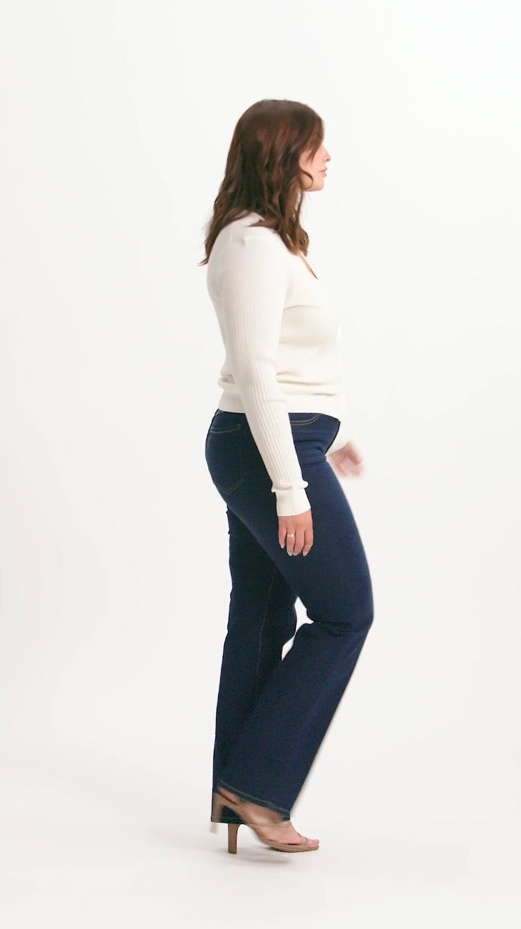 Chloe Classic Rise Straight Jeans - Dark Indie - Yoga Jeans