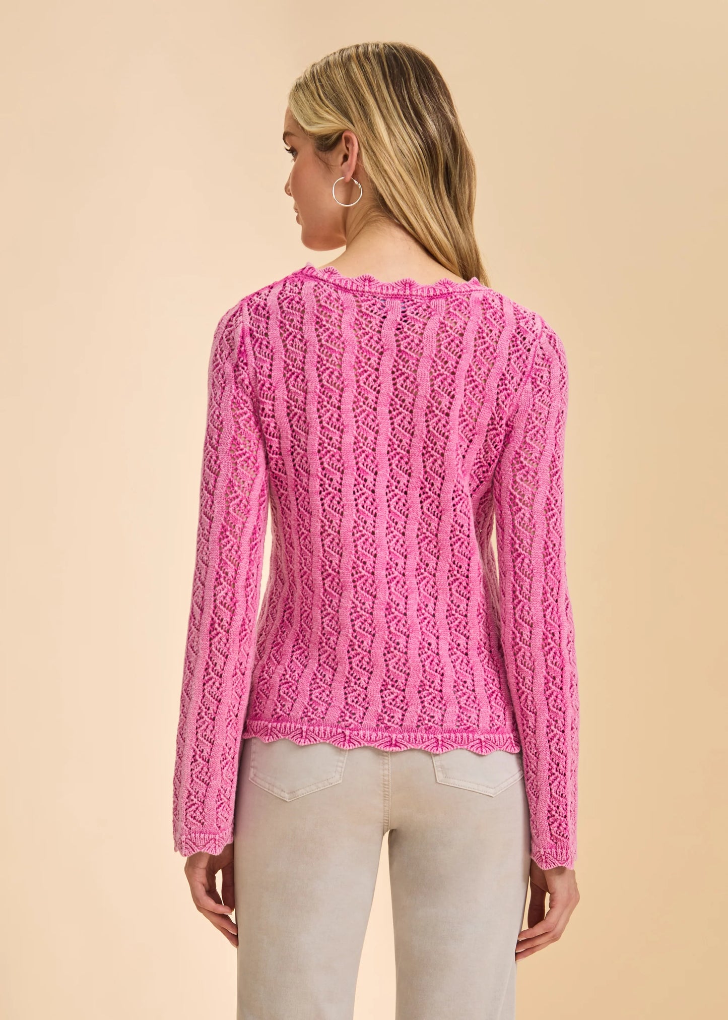 Long Sleeve Garment Dye Sweater, Fuschia 1467314 - French Dressing Jeans