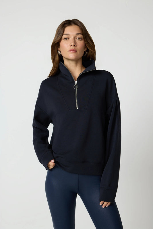 MPG Dreamweave Long Sleeve Quarter Zip - Black, front view