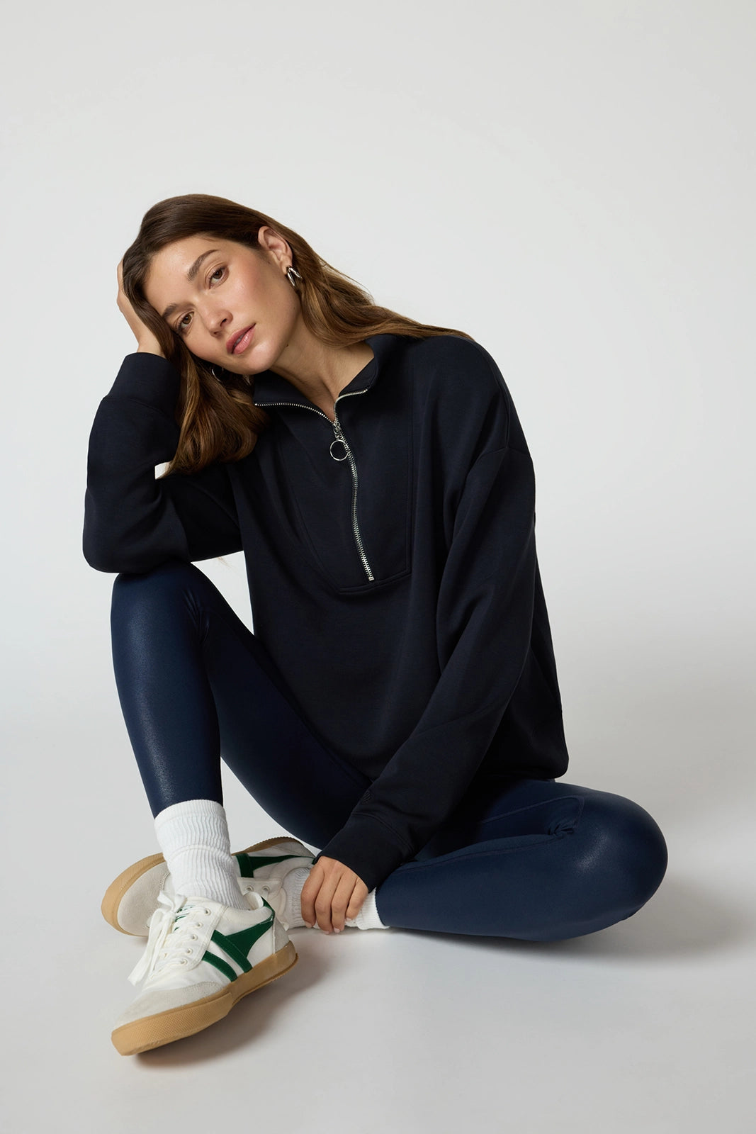 MPG Dreamweave Long Sleeve Quarter Zip - Black, styled view