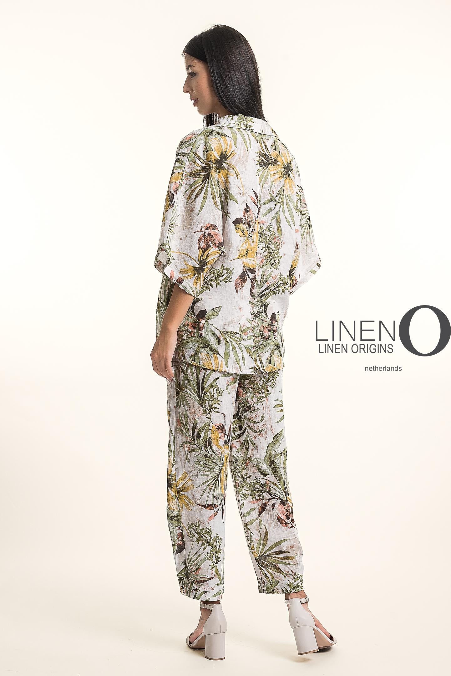 French Linen Blouse TP1714P-11 Bianco - LINEN O