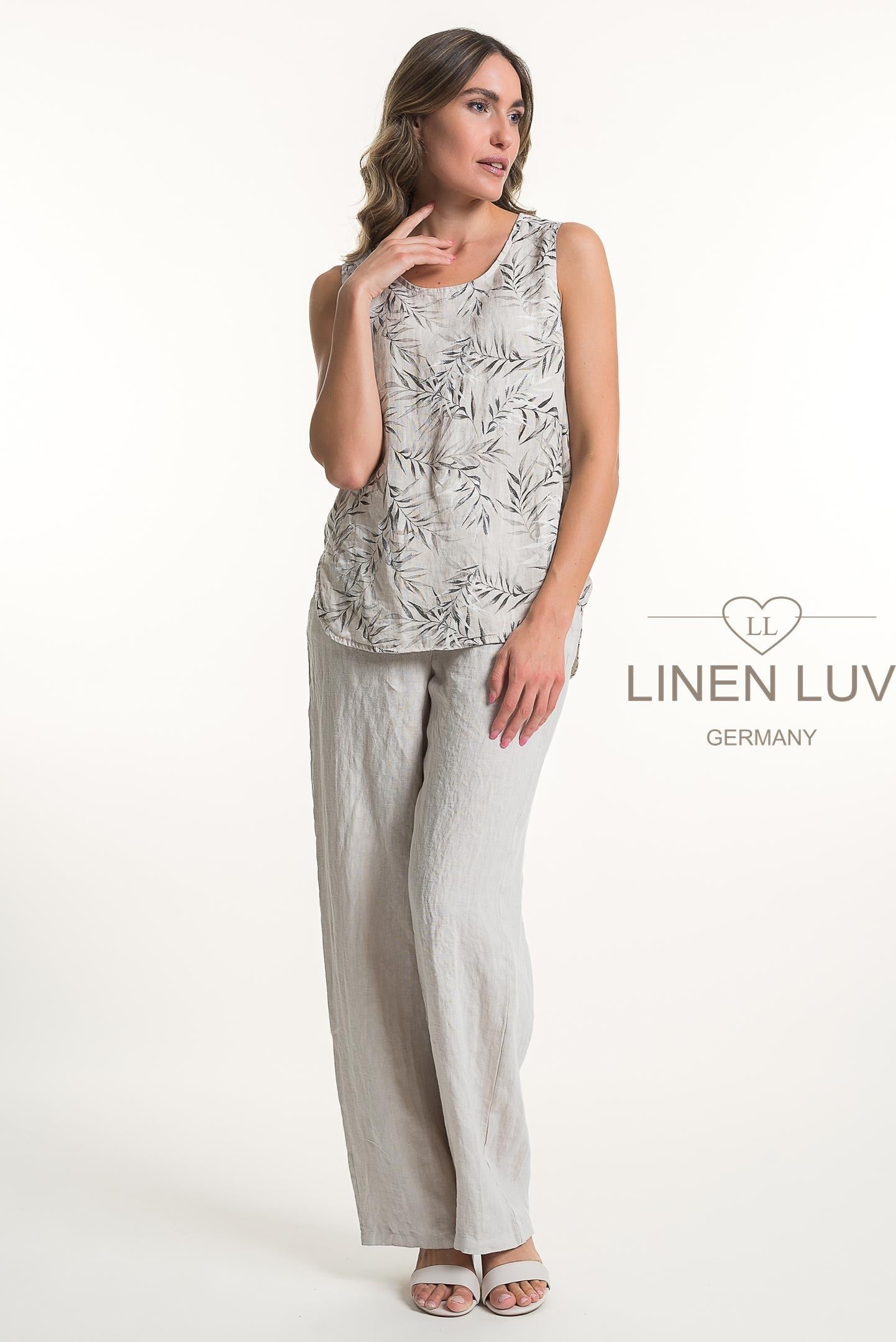 French Linen Top Print TP1131P-11 Beige - Linen Luv