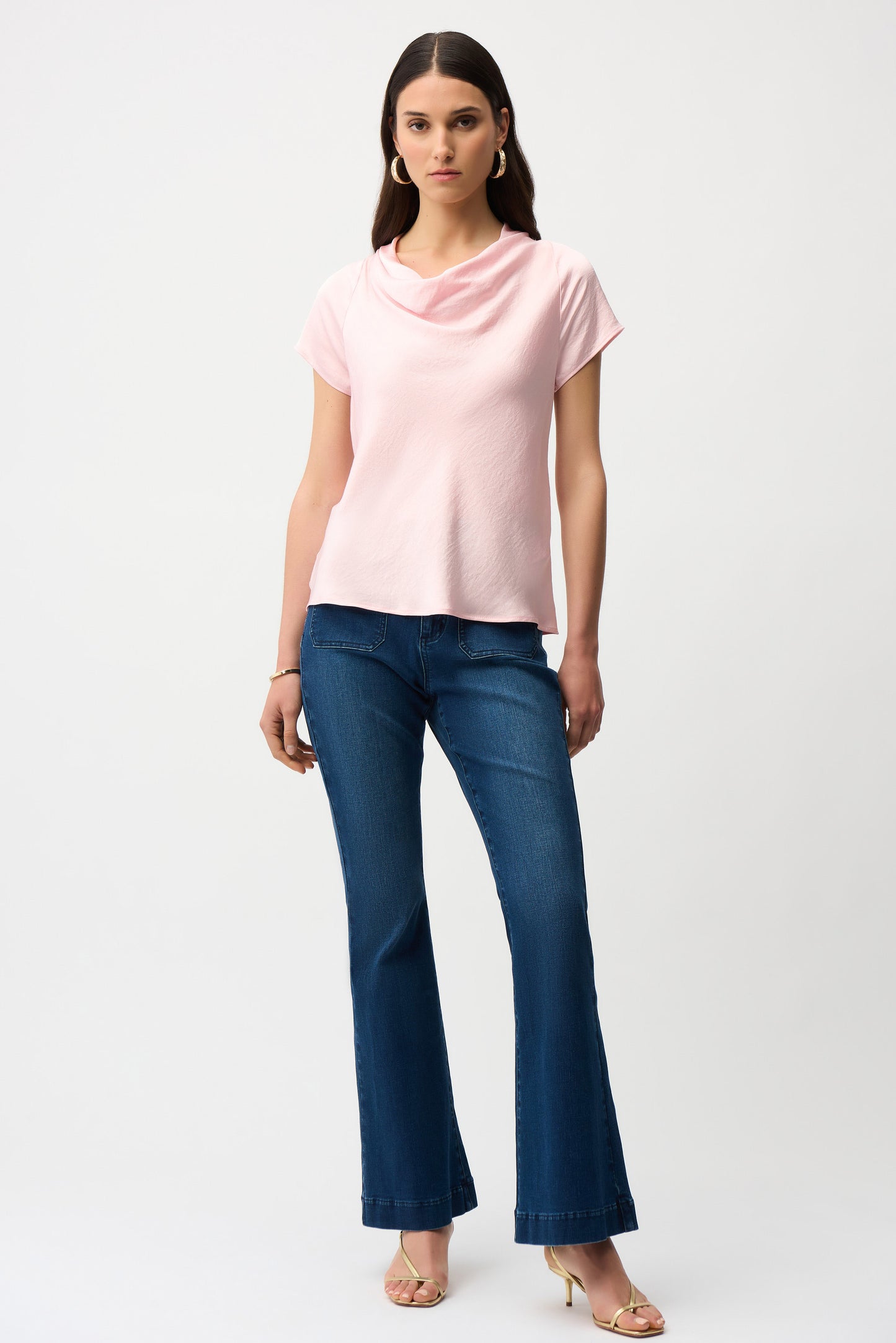 Recycled Satin Top With Cowl Neckline 261195 - Joseph Ribkoff