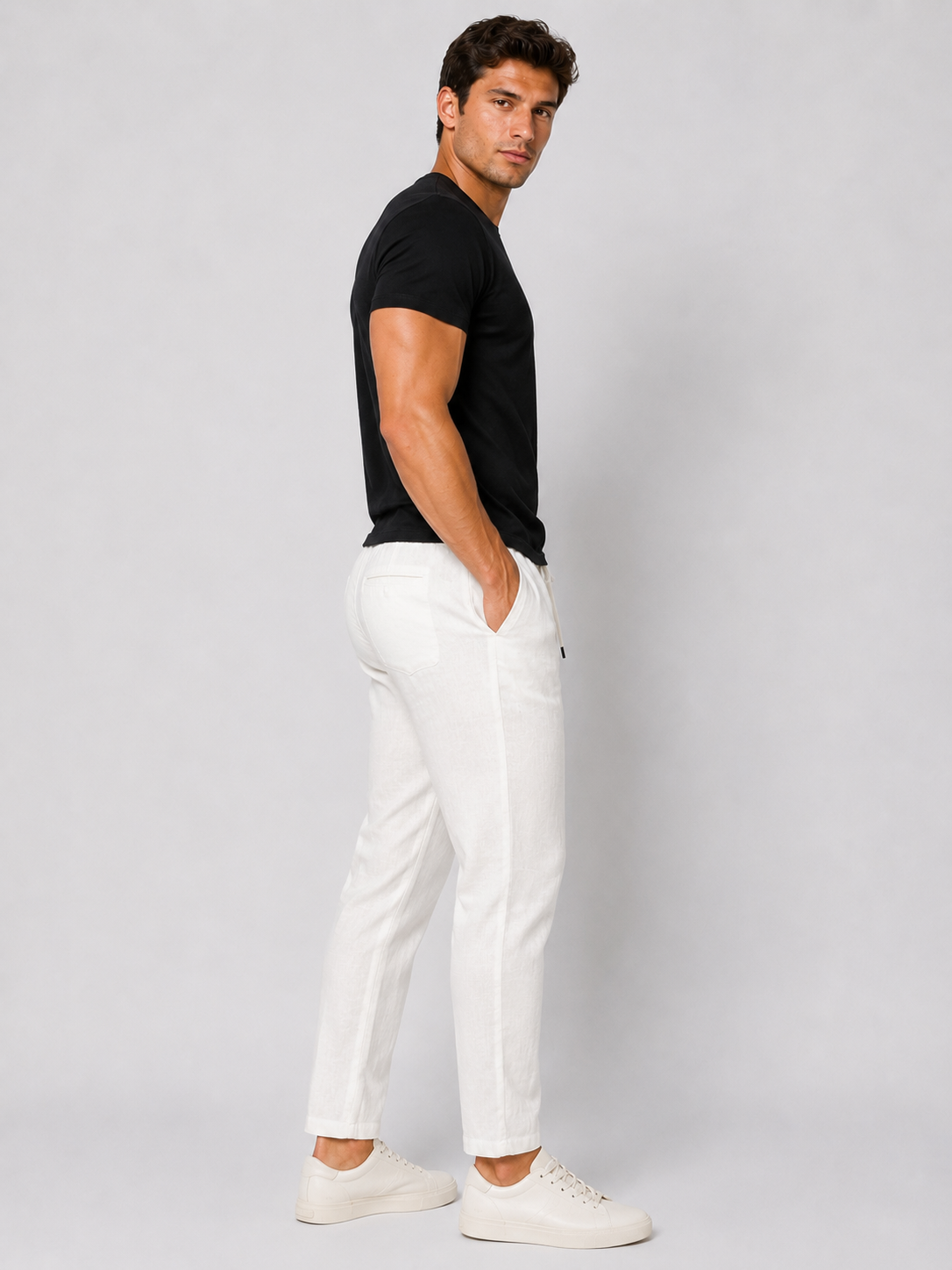 Linen Pant White PE618JK - Paul Miranda