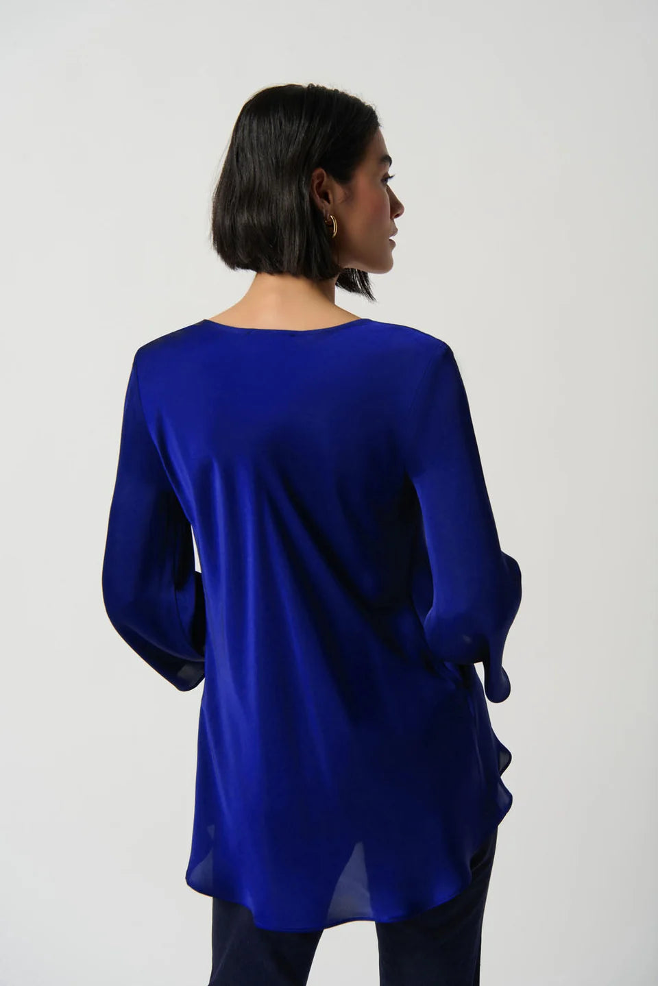 Draped Satin Blouse Style 234082 - ROYAL SAPPHIRE JOSEPH RIBKOFF