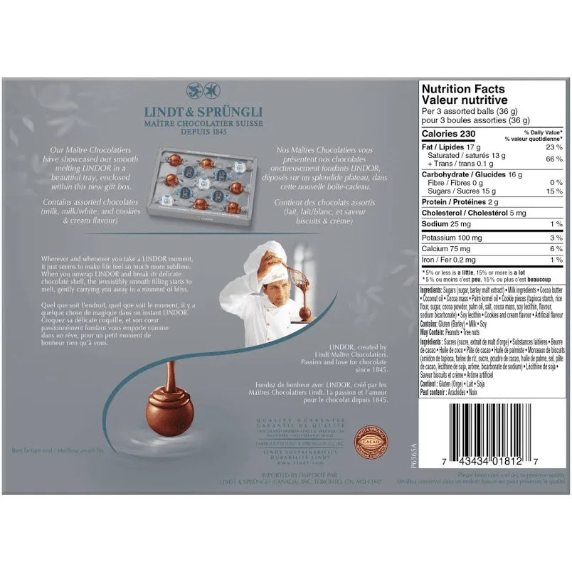 Lindt LINDOR Assorted Chocolate Truffles Box, 156g