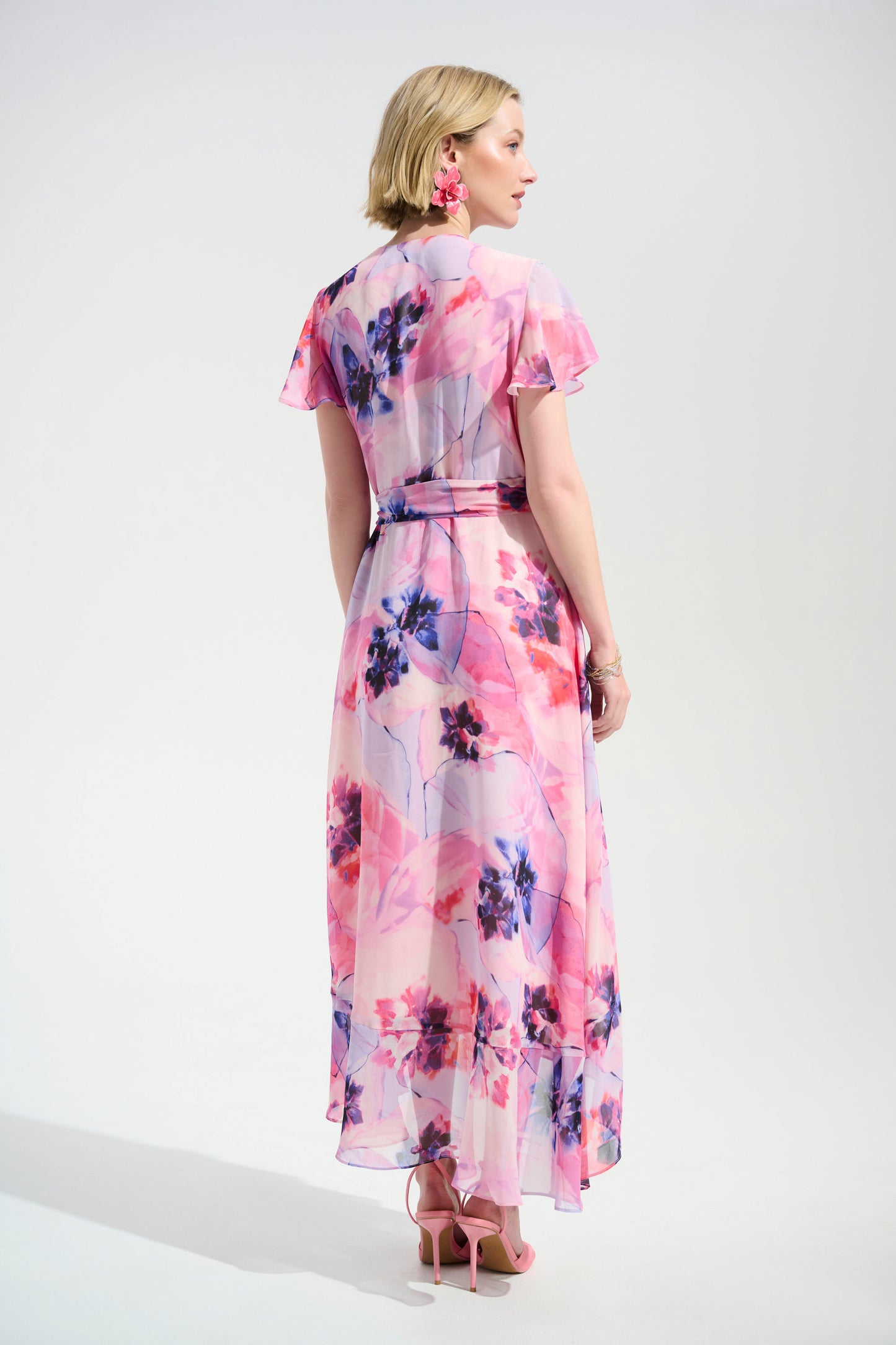 Signature | Chiffon Print Wrap Dress With Ruffle Detail 261739 - Joseph Ribkoff