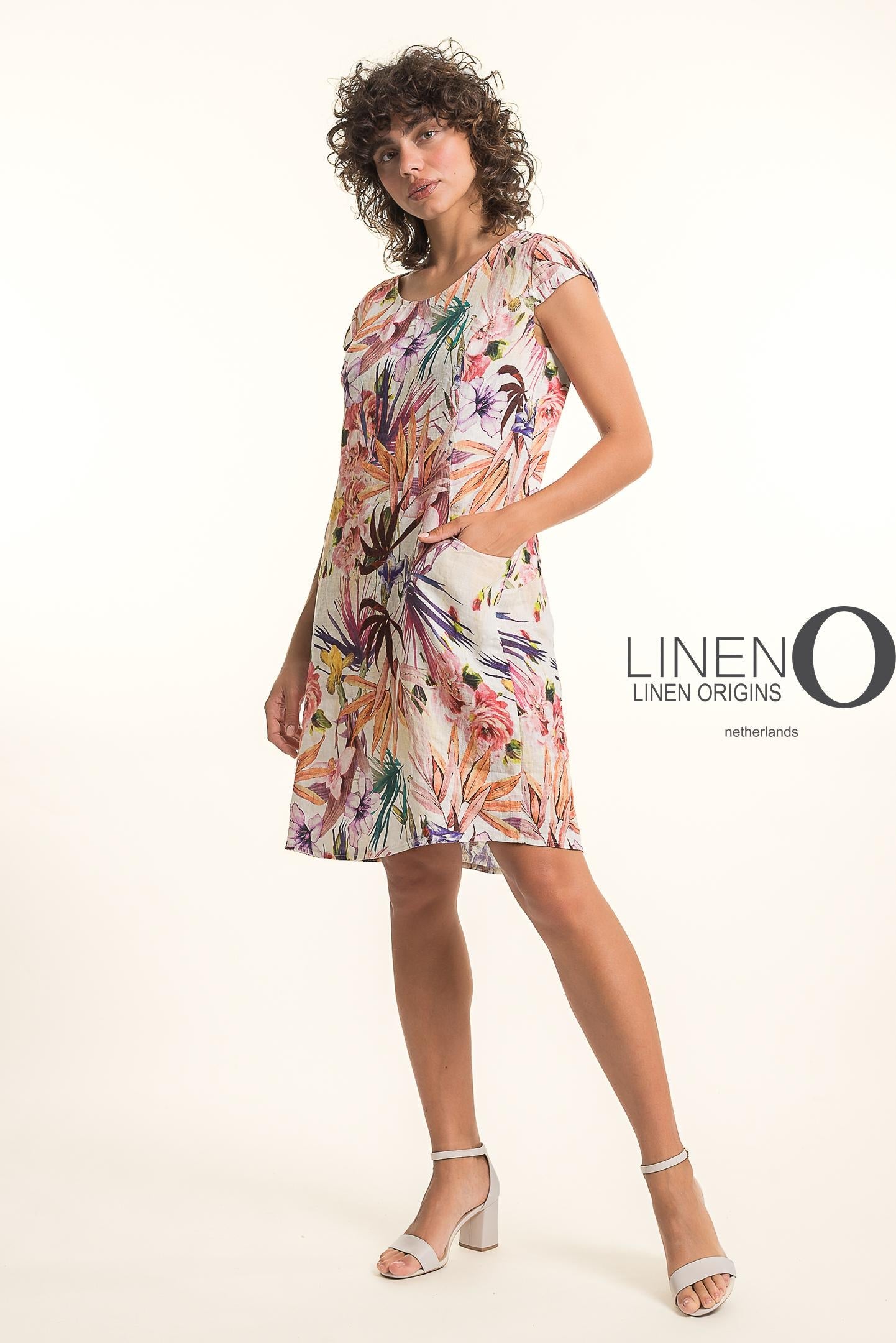 French Linen Dress TP1758P-159 Carne  - LINEN O