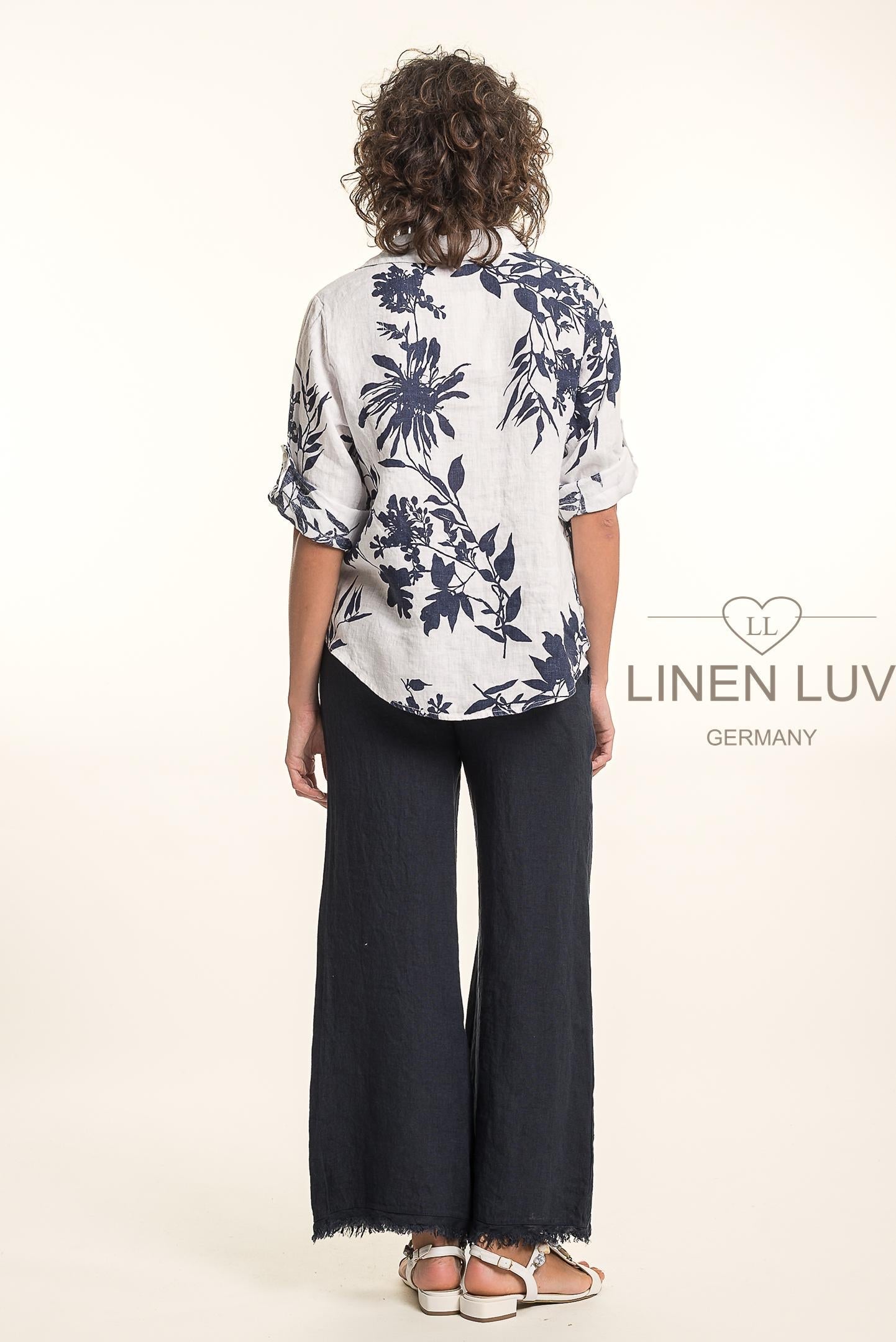 French Linen Shirt TP1699P-11 Bianco - Linen Luv