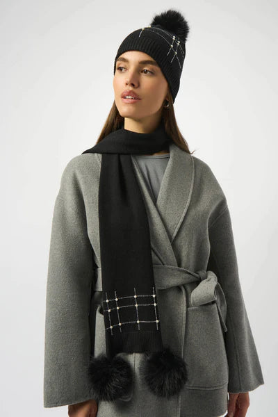 Knitted Faux Fur Pom-Pom Scarf 253970 - Joseph Ribkoff