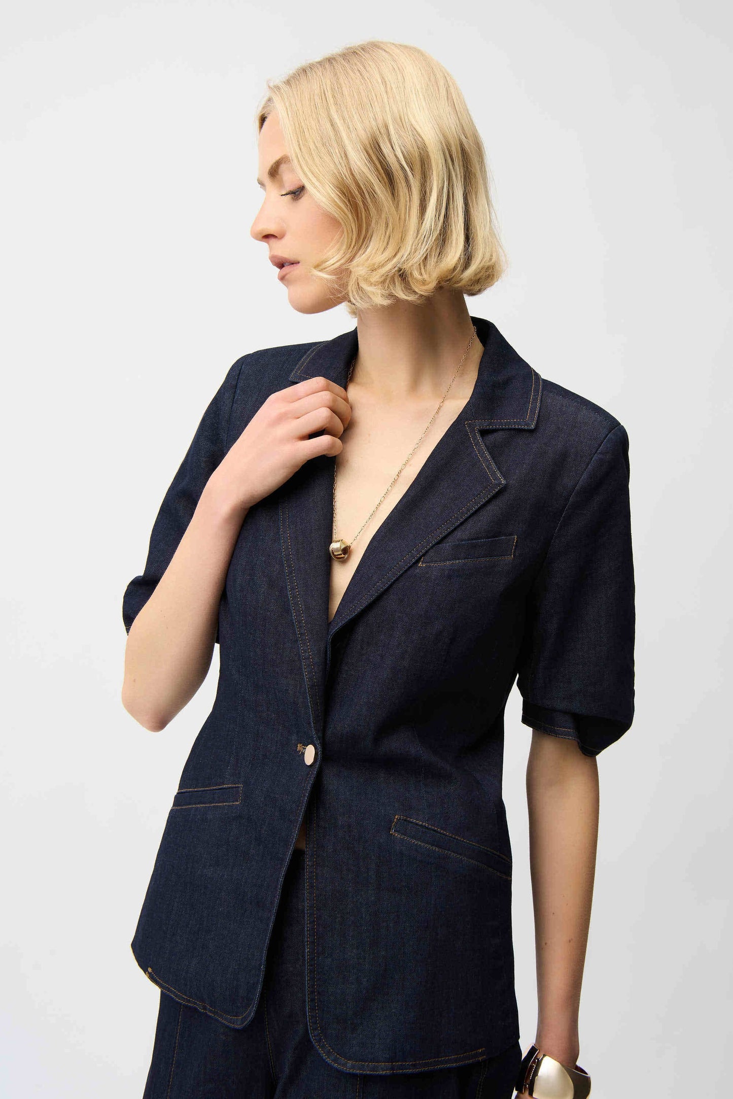 Denim Fitted Blazer 261968 - Joseph Ribkoff