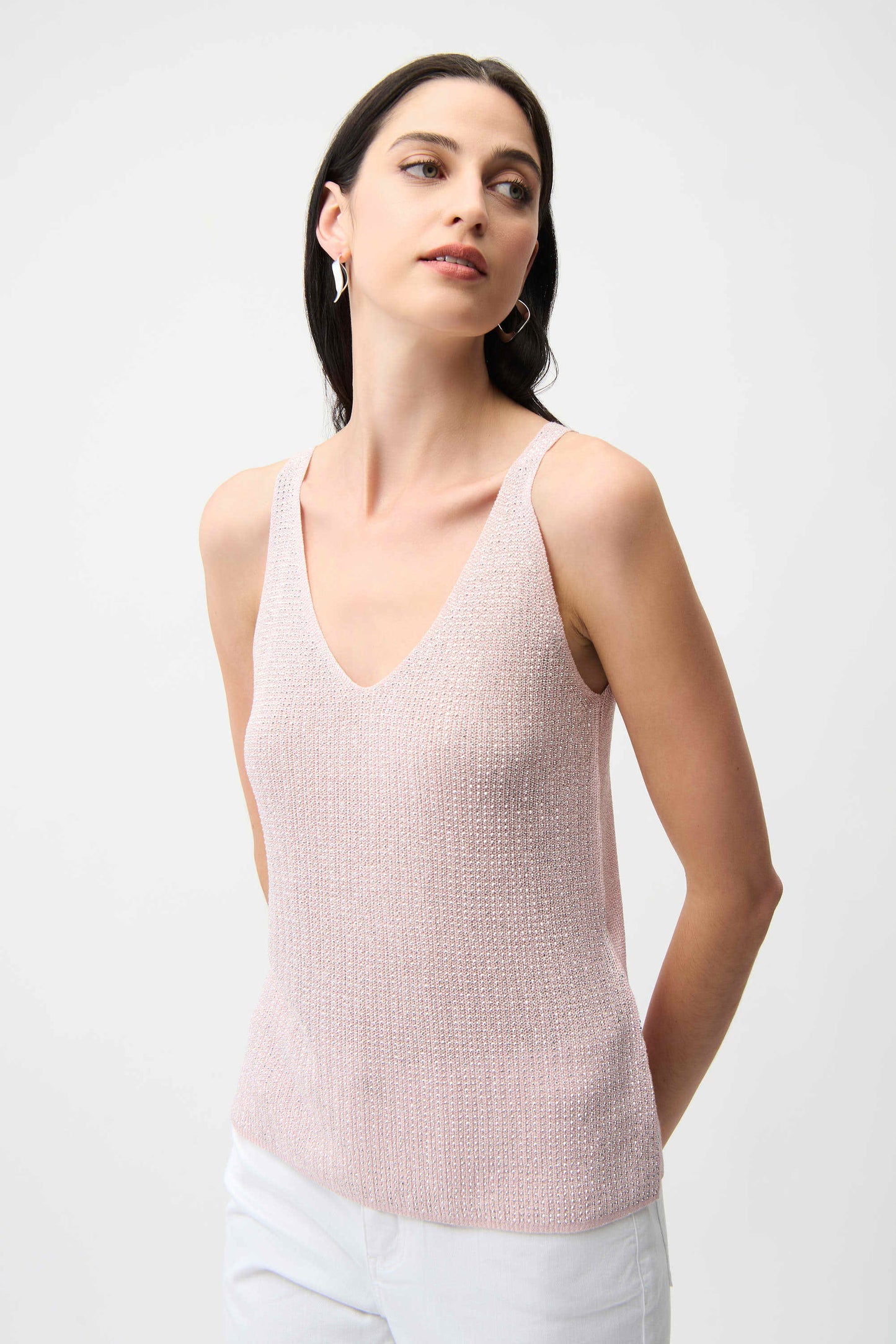 Metallic Knitted Camisole with Rhinestones 252915S26 - Joseph Ribkoff