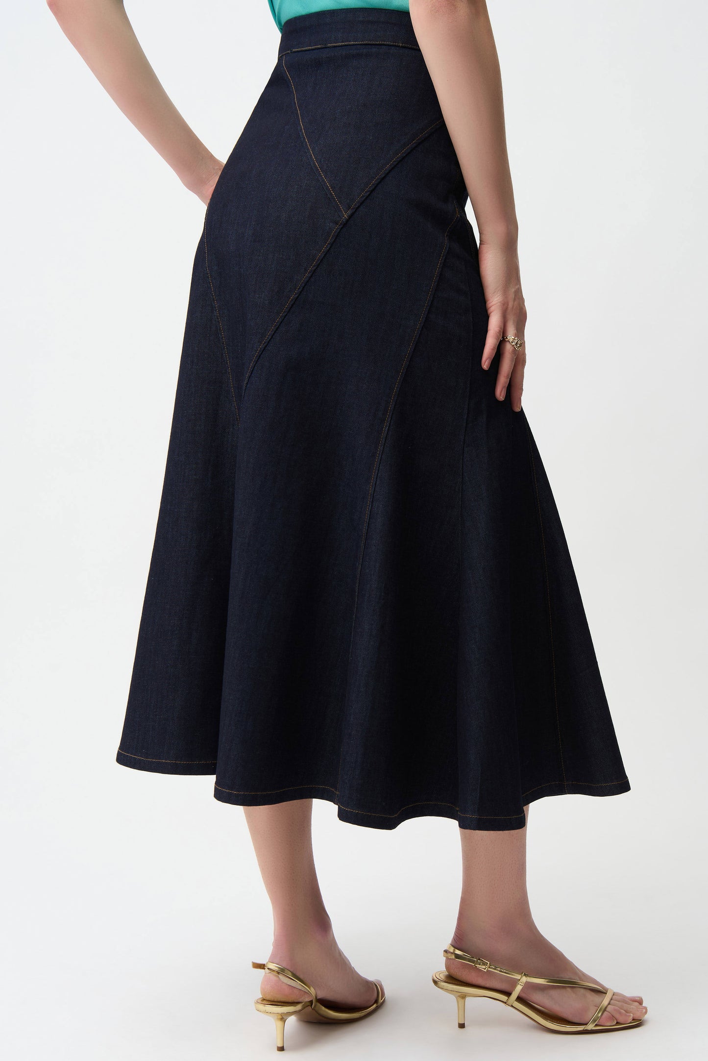 Denim Flare Skirt With Exposed Zipper 261969 - Joseph Ribkoff