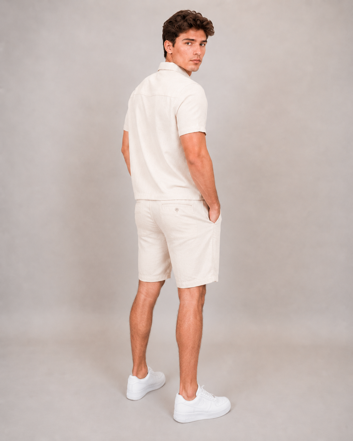 Linen Blend Short Sleeve Button Shirt 56MW104S - HEDGE
