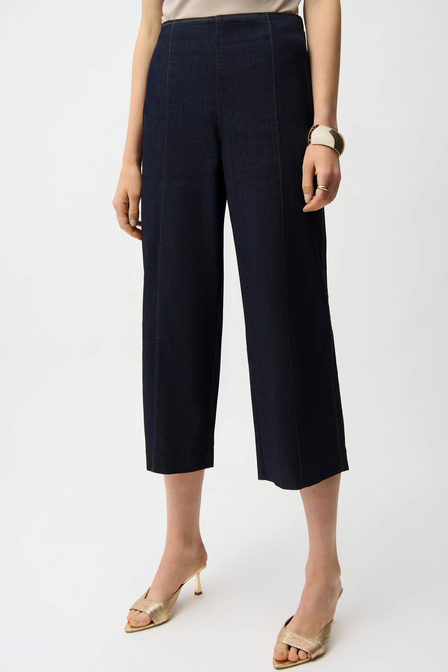 Culotte Jeans With Exposed Side Zipper 261955 - Joseph Ribkoff