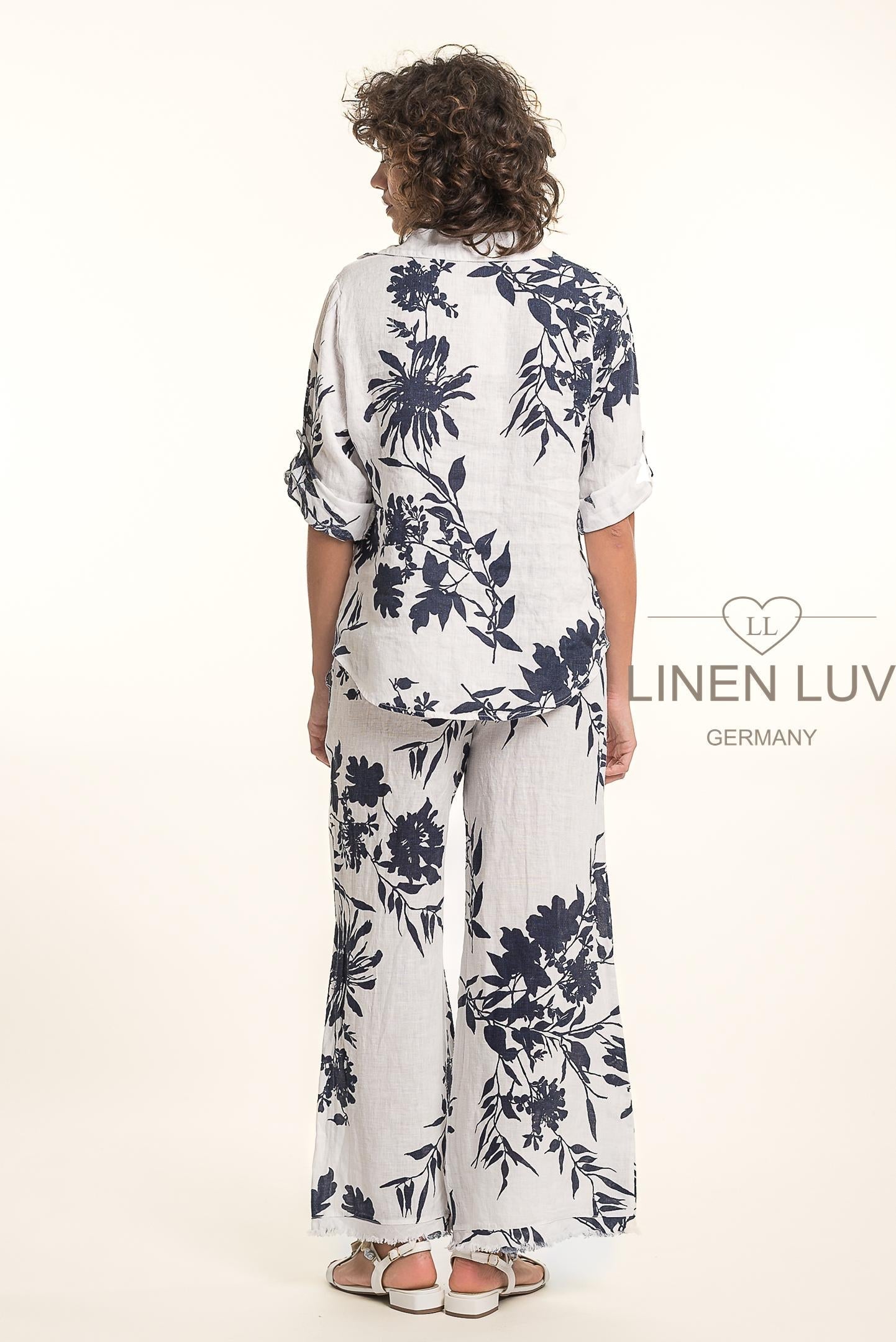 French Linen Shirt TP1699P-11 Bianco - Linen Luv