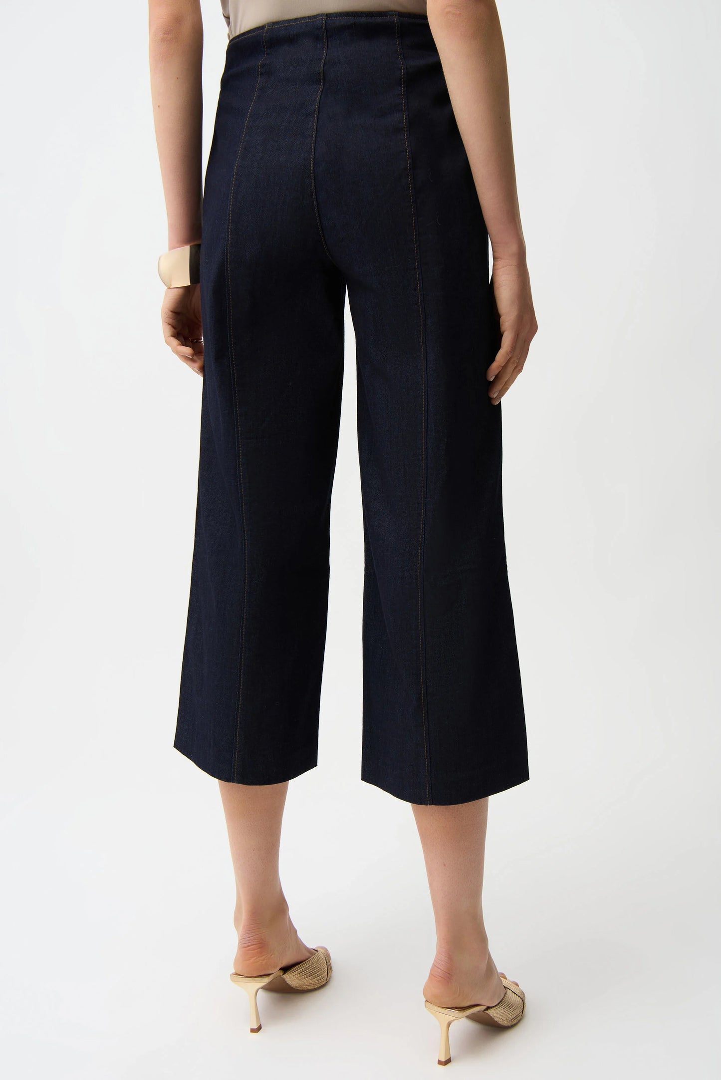 Culotte Jeans With Exposed Side Zipper 261955 - Joseph Ribkoff