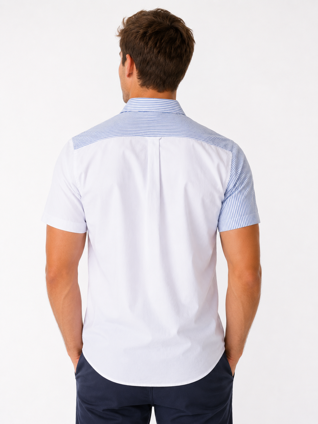 Men’s Cotton Shirt - STRIPE WHITE/BLUE
