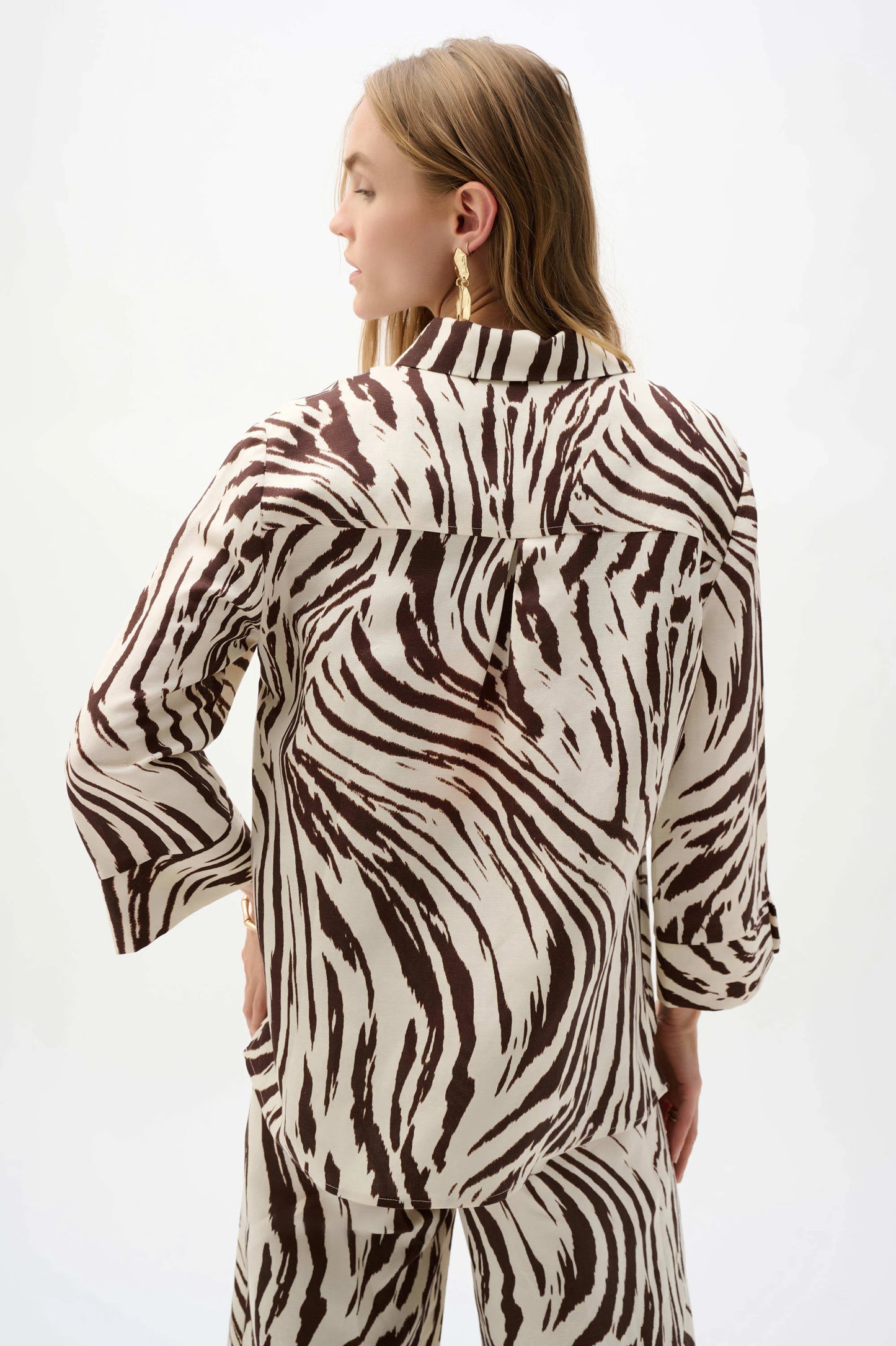 Linen Blend Animal Print A-Line Blouse 262943 - Joseph Ribkoff